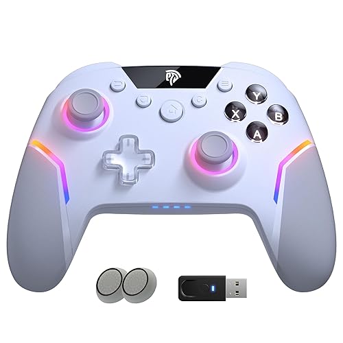 Miniatura 10 de EasySMX X20 Wireless Gaming Controller with RGB Backlit, 2-Stage Hall Effect Sticks, 1000Hz Polling Rate, 6-Axis Gyro on Multi-Platform, Mech Nebula