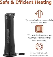 Vista 2 de Yaxa Basics 28-Inch Oscillating Tower Heater With Overheat and Tip-Over Protection, Fast Heating, 2 Heat Settings, Fan Mode, Timer, Remote