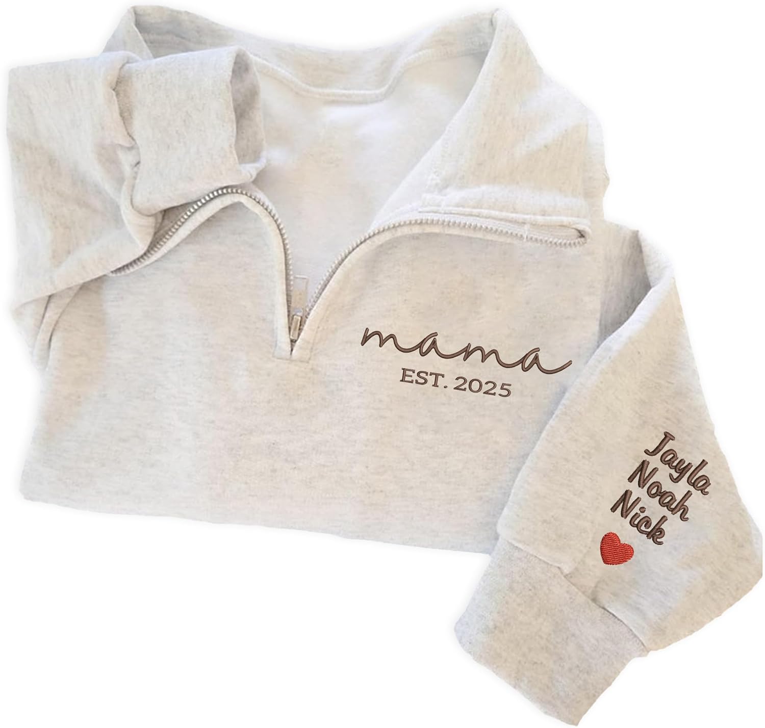 NAZENTI-Custom Mama Embroidered Sweatshirt Kids Names-Personalized Gifts For New Mom, Mommy Birthday, Mothers Day, Christmas