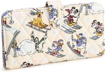 Vera Bradley Womens Disney Premium Cotton Tab Wallet, Downhill Skiing Mickey and Friends, One Size