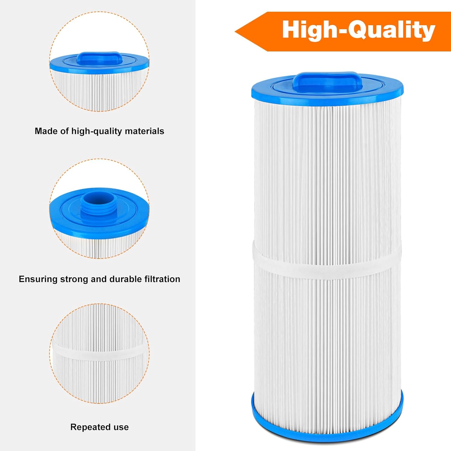 6CH-960 Spa Filter Replacement Jacuzzi Filter J-300, J400, 14081, 6000-383A, FC-2800, 6540-476, 6540-383, PJW60TL-F2S, 14081, 6000-383A Hot Tub Filter with Closed Handle (Not be Removed) 2 Pack - Image 6