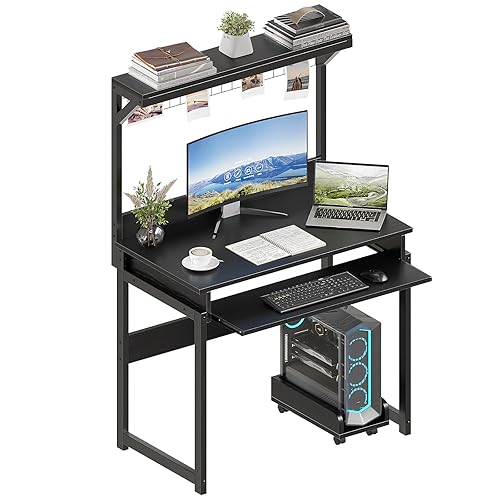 ALISENED 31.5" Small Computer Desk with Hutch, Office Desk Study