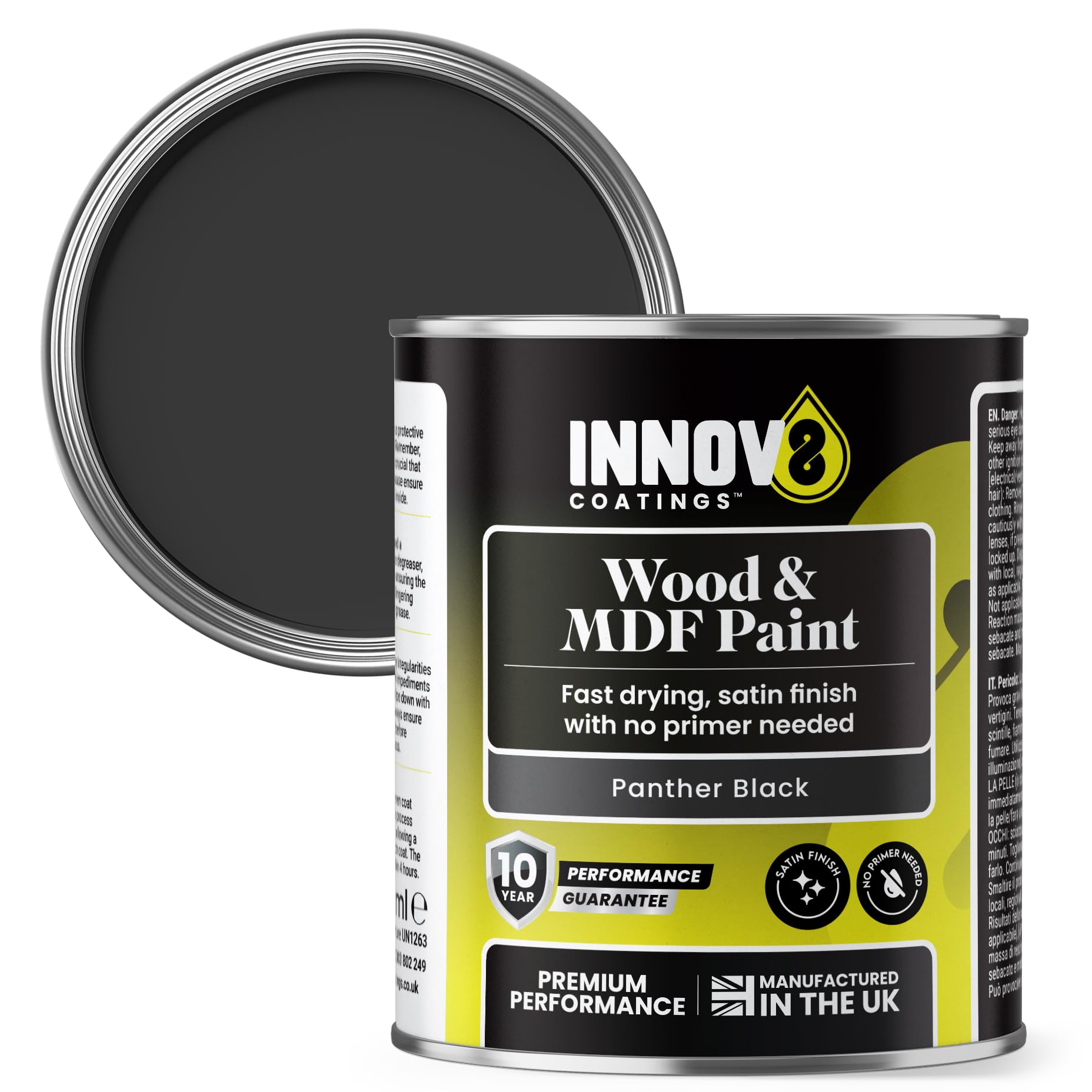Innov8 Coatings Panther Black Wood & Mdf Paint - 250 Ml - Satin Finish (Panther Black)