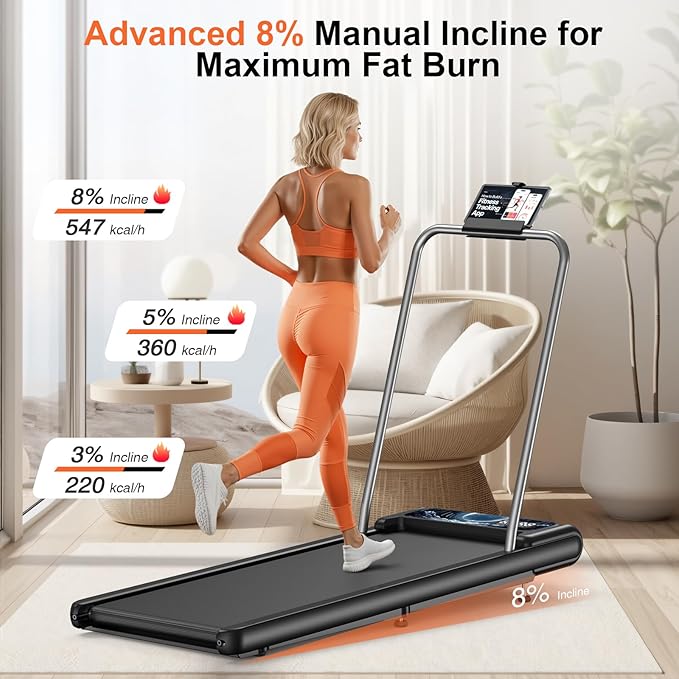 Caminadora Eléctrica Portátil con Inclinación Manual y Barra - 2.5HP, Color Moon miniatura 2