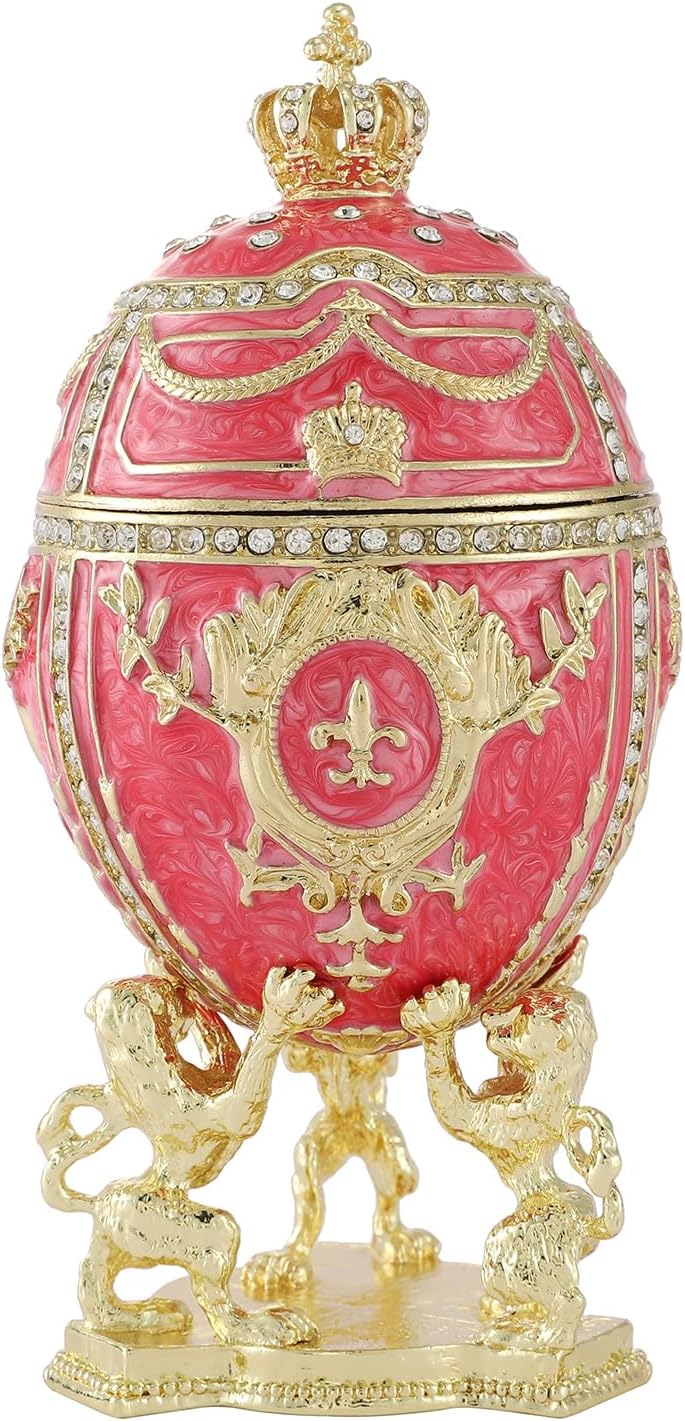 QIFU Hand Painted Elegant Purple Easter Egg Style Decorative Enamel Trinket Box Unique Gift For Family(QF2049)