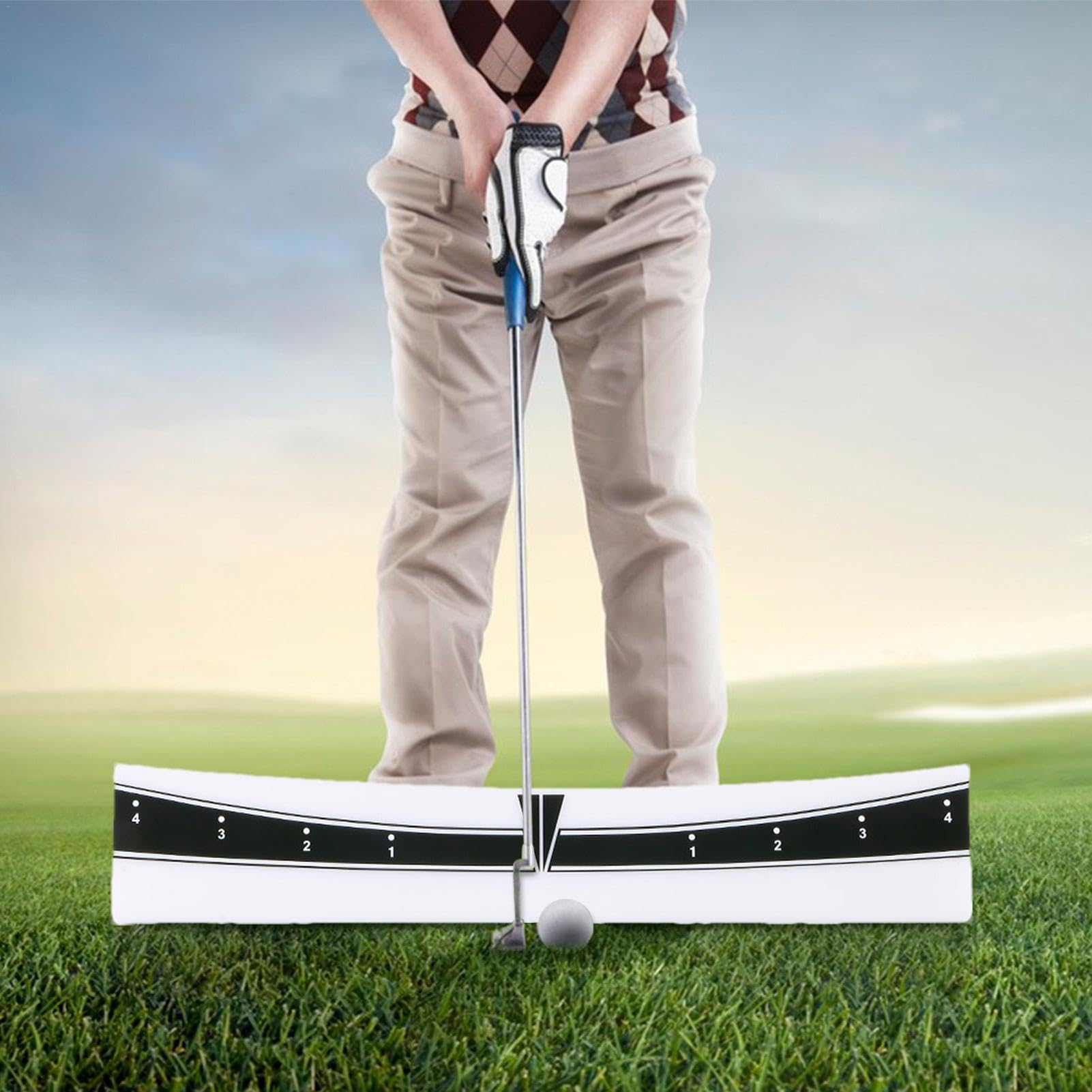 Putting Track | Ayuda de entrenamiento ajustable y portátil para poner | Entrenador de golf ligero, accesorio de golf, regalo para entusiastas, hombres y mujeres