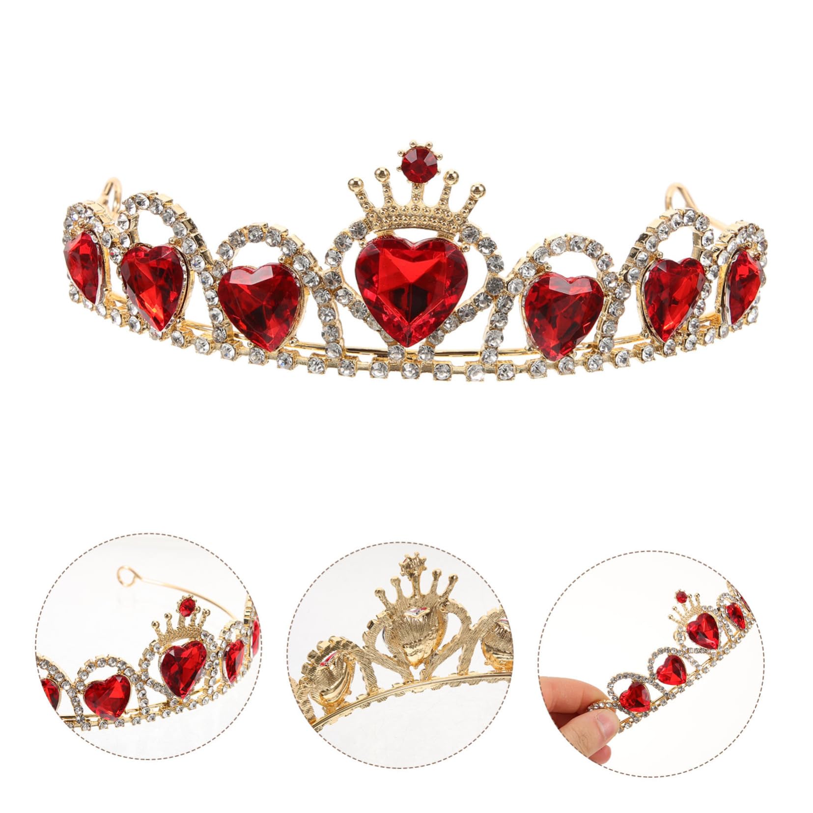GALPADA Tiara de Boda Elegante en Cobre y Acrílico Rojo, Accesorio Delicado para Banquetes y Fiestas de Disfraces, Diadema Chic para Invitadas y Novias