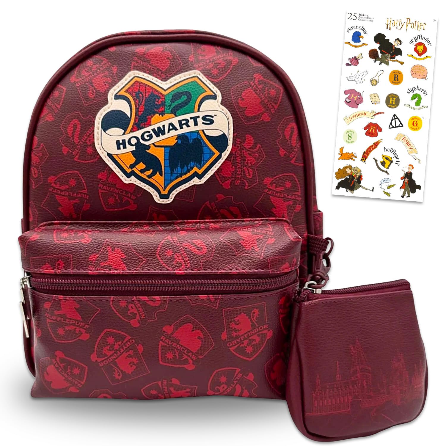 Harry Potter Mini Backpack for Adults - Bundle with Hogwarts 12" Leather Backpack and Coin Purse for Men, Women Plus More | Harry Potter Bookbag