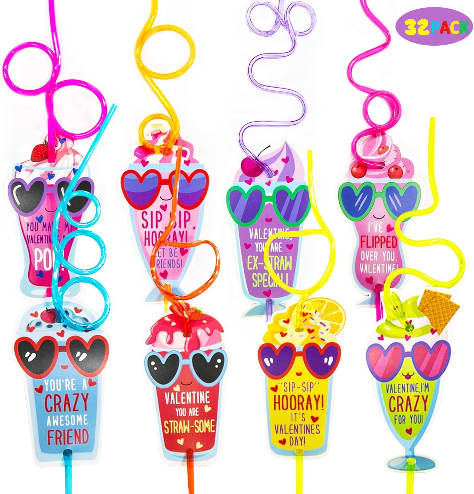 Valentines Straws Cards for Kids