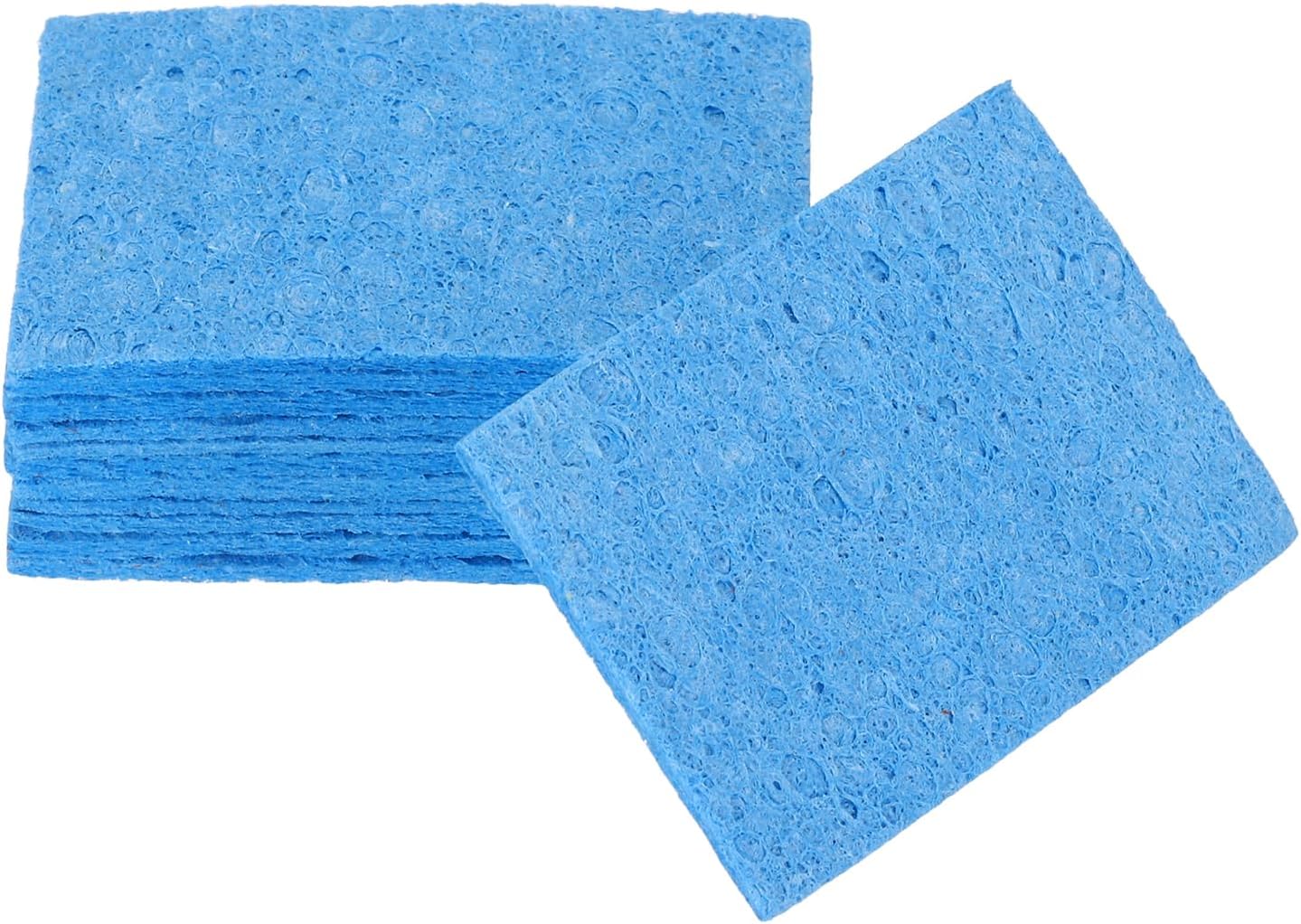 MECCANIXITY 12PCS Soldering Sponge 35 x 50mm Rectangle Blue Cleaning Pad Welding Tip Iron Replacement for Cleaning Soldering Iron 1.8mm Natural Thickness 10mm Water Absorption Thickness