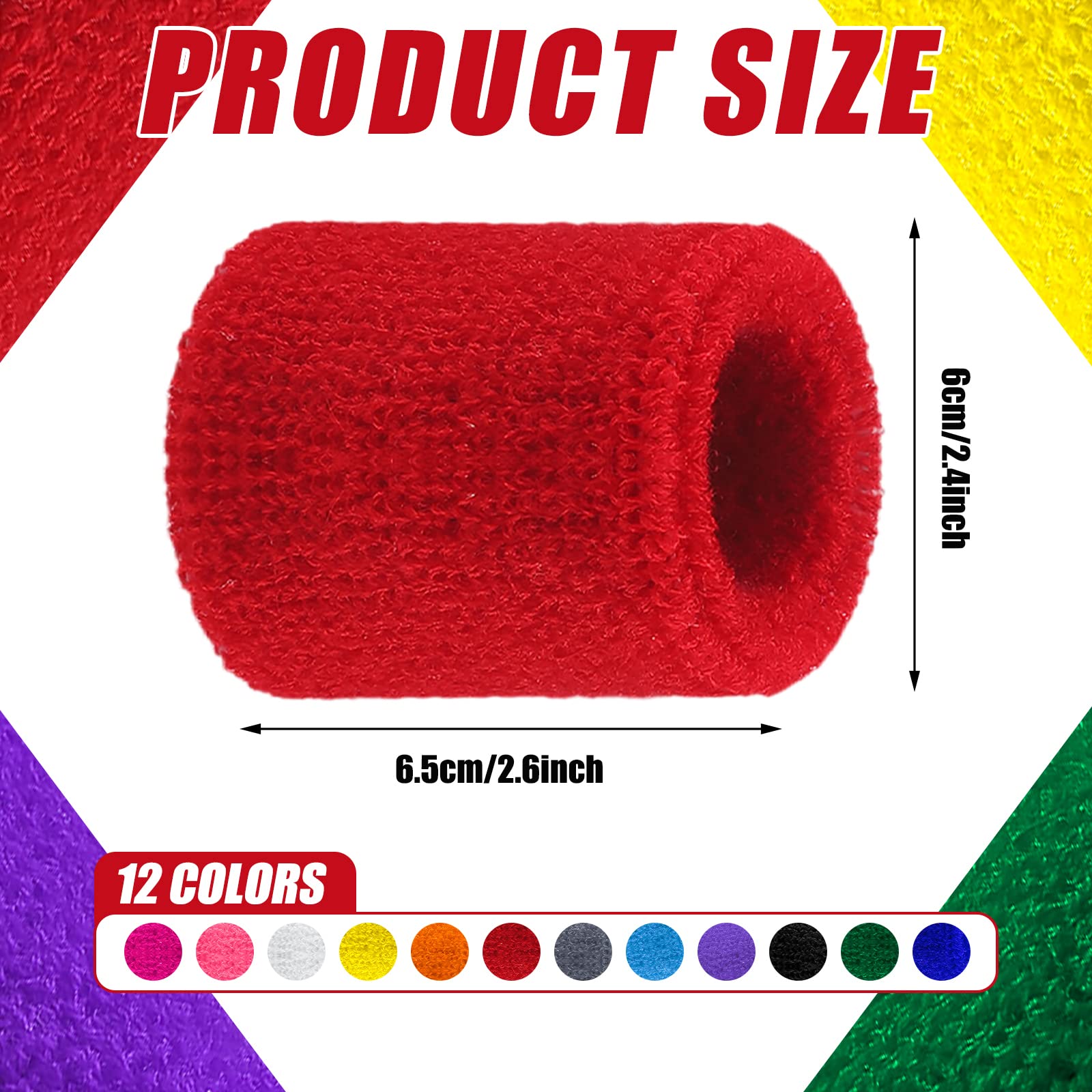 Hungdao sweatbands for Kids Bulk Sweat Band Athletic Sports Wrist Bands Basketball Football Party Favors for Kids Outdoor Activity (Novel Colors, 48 Pack)