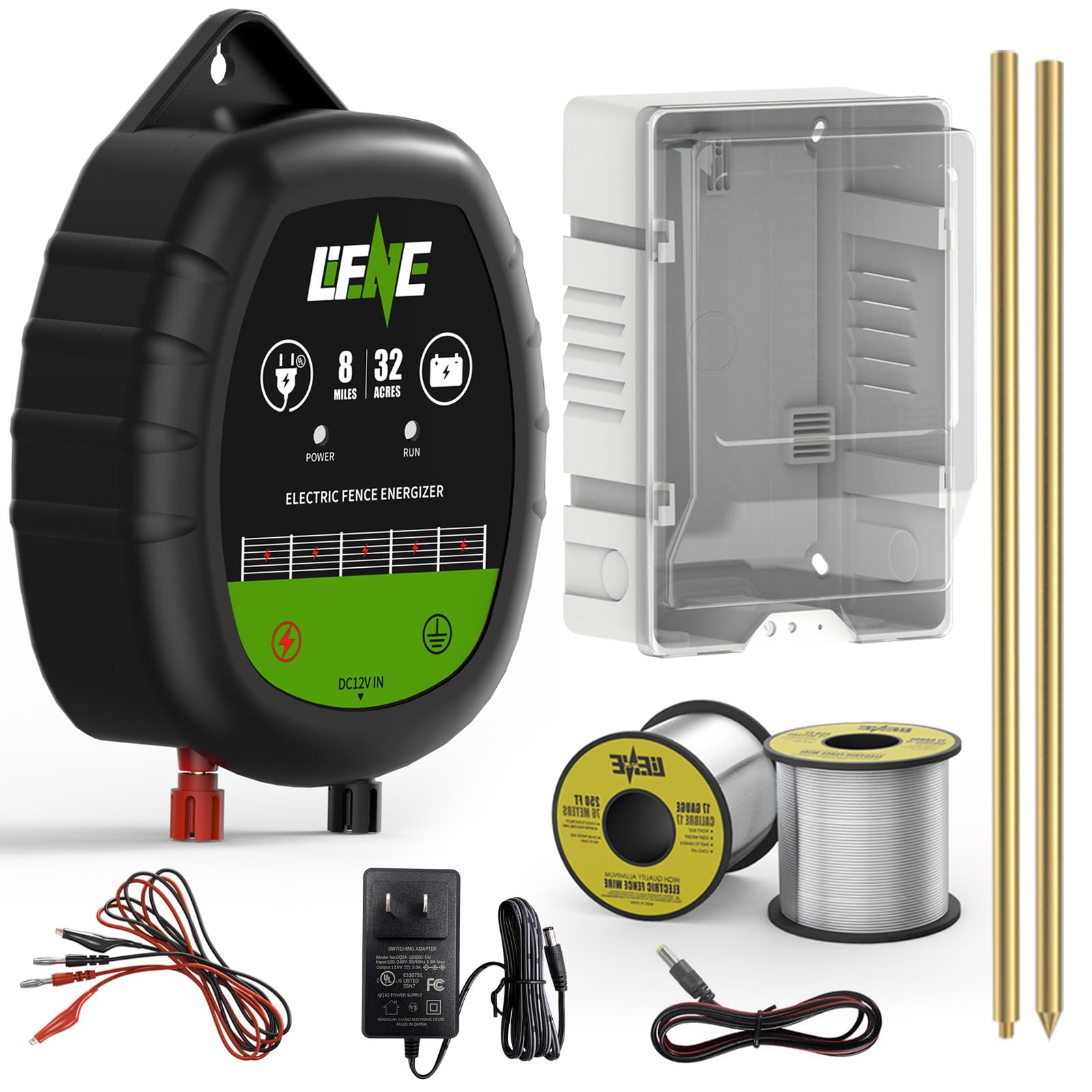 Sponsored Ad - AC&DC 2 in 1 Powered Supply 8 Mile Electric Fence Energizer for Preventing Wild Animals Intruding 32 Acre Input 12V Output Voltage 10KV 1 Joule Deter Predators Contain Cattle Cow and Livestock