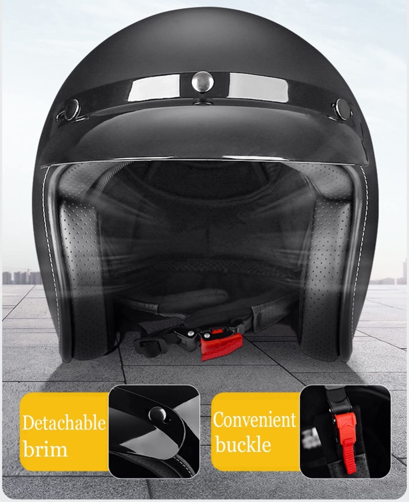 Kask typu cruiser chopper z otwartą twarzą, homologowany przez ECE, kask do skutera i motoroweru(A,M=5657CM)