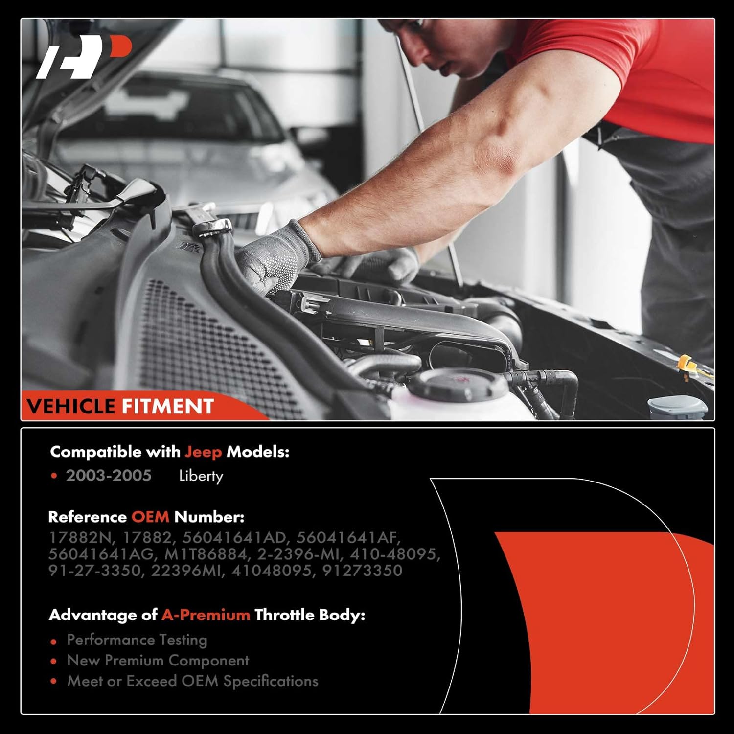 A-Premium Starter Motor Compatible with Jeep Liberty 2003 2004 2005, V6 3.7L, 12V 1.2KW 10 Teeth Clockwise, Replace# 56041641AF, 56041641AG, M1T86884