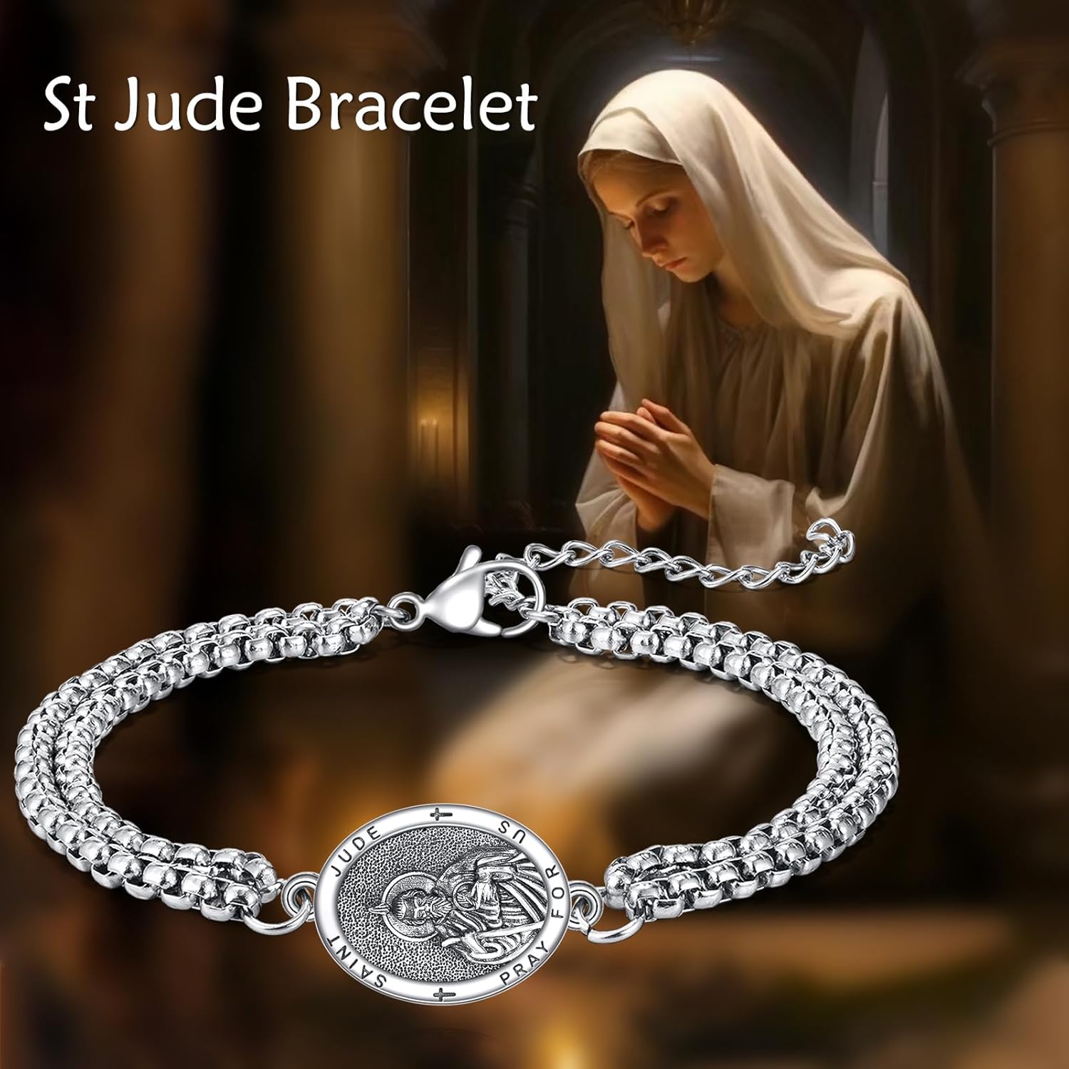 Religion Bracelet 925 Sterling Silver Saint Christopher/Saint Jude Medal Bracelet Protection Jewelry for Men Women Christmas Gift - Image 5