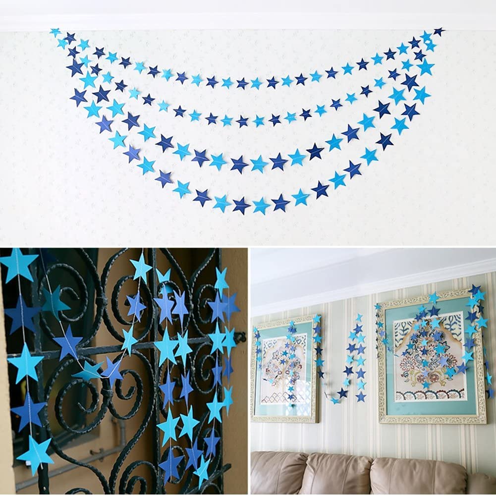 Happy Space 13ft Shiny Gold Paper Star Garland 2