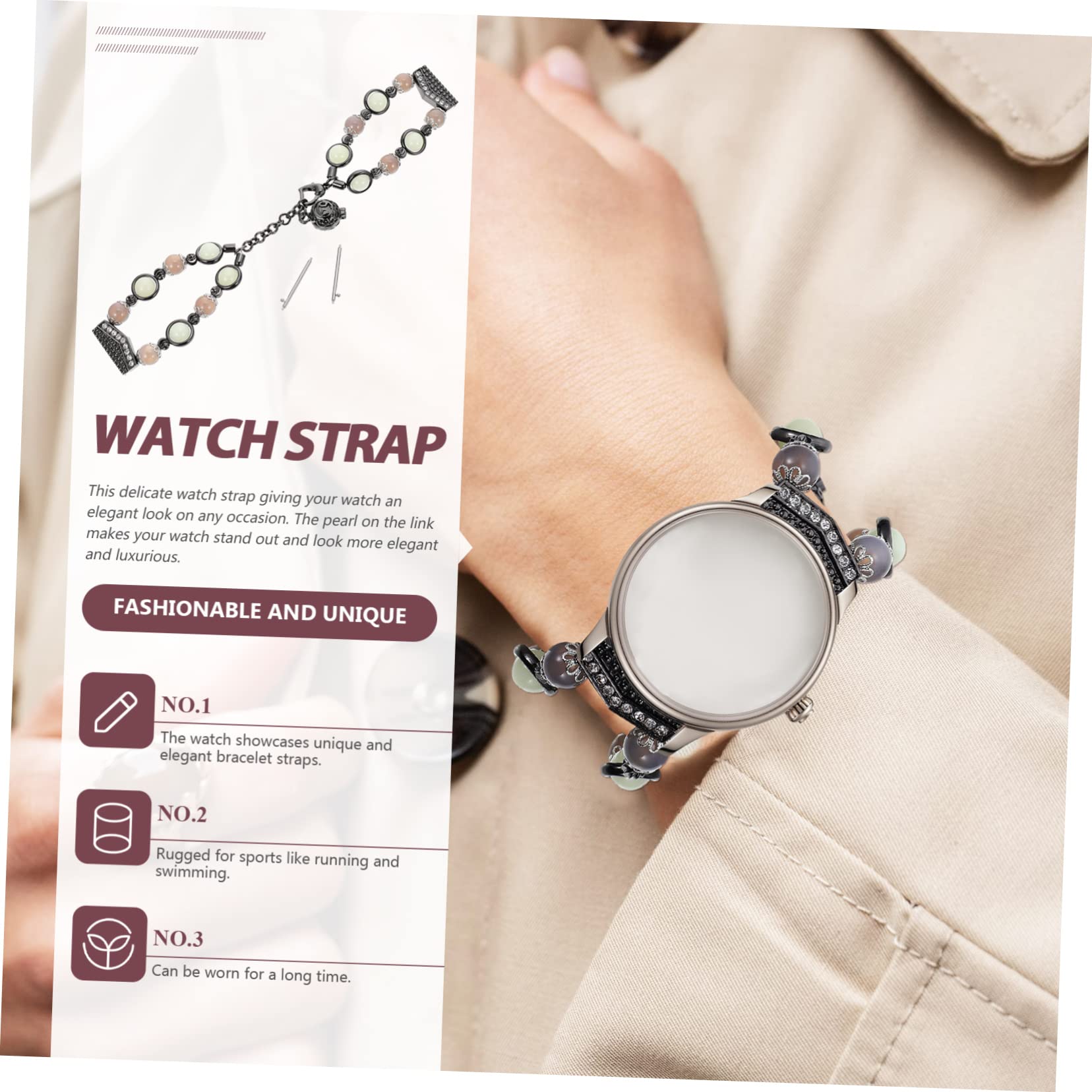 Artibetter 3pièces Bracelet De Montre Perles Élégantes Compatible Avec Watch Et Active Décoratif Et Pratique