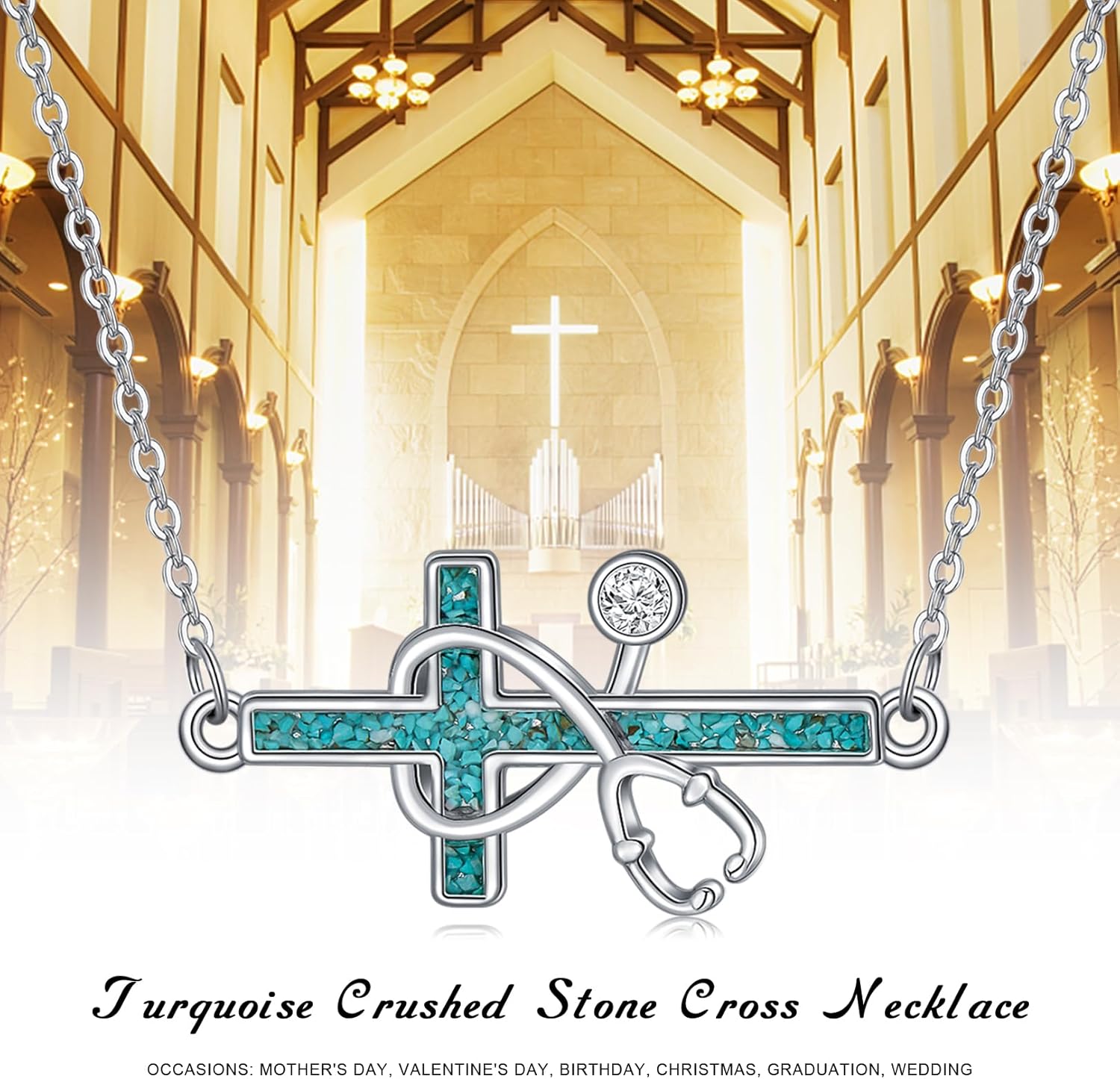 Nurse Necklaces for Women 925 Sterling Silver Stethoscope/Caduceus Pendant Nursing Jewelry Graduation Gifts for Doctor Medical Assistant - Image 7