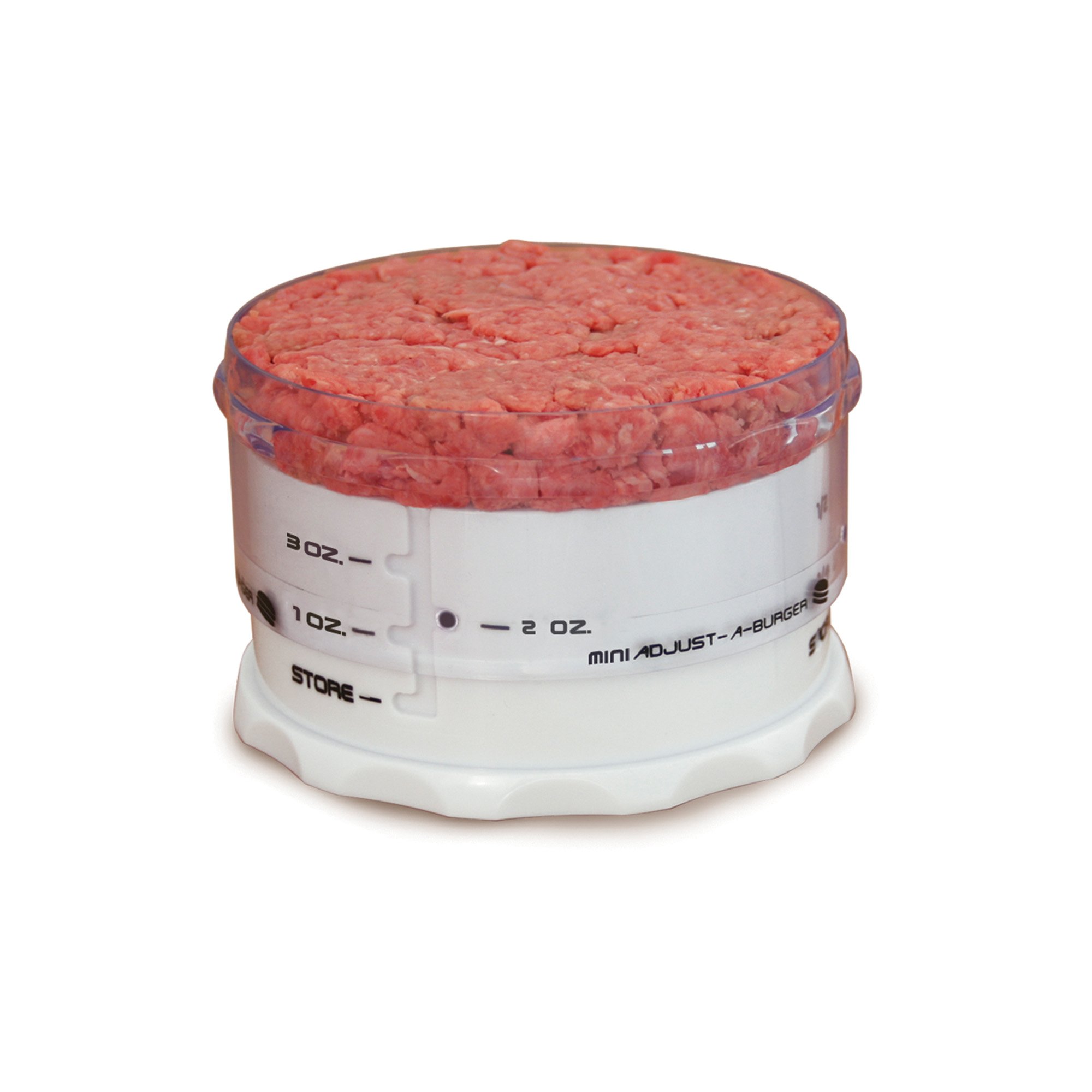 KitchenArt Mini Adjust-A-Burger Press, Plastic, White