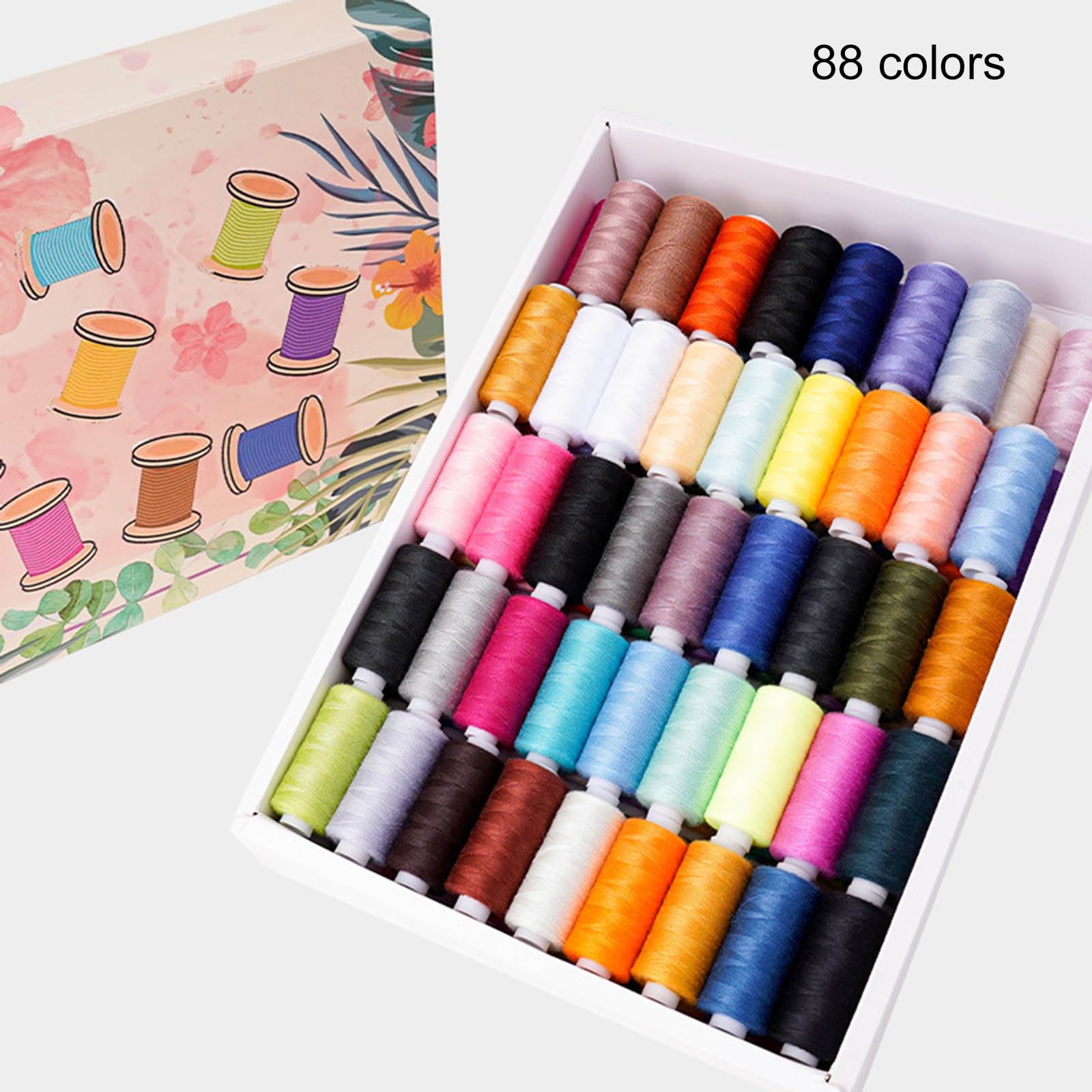 Nähgarn, 88 Spulen Polyester Nähgarn für maschinelles Handnähen, 400 Yards Spule, Polyester Stickerei