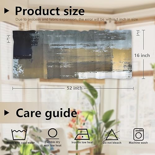 Miniatura 377 de Cenefas de cocina modernas con patrón de cobre marrón dorado para ventanas, cenefas opacas abstractas de marcas de arañazos y cortinas opacas