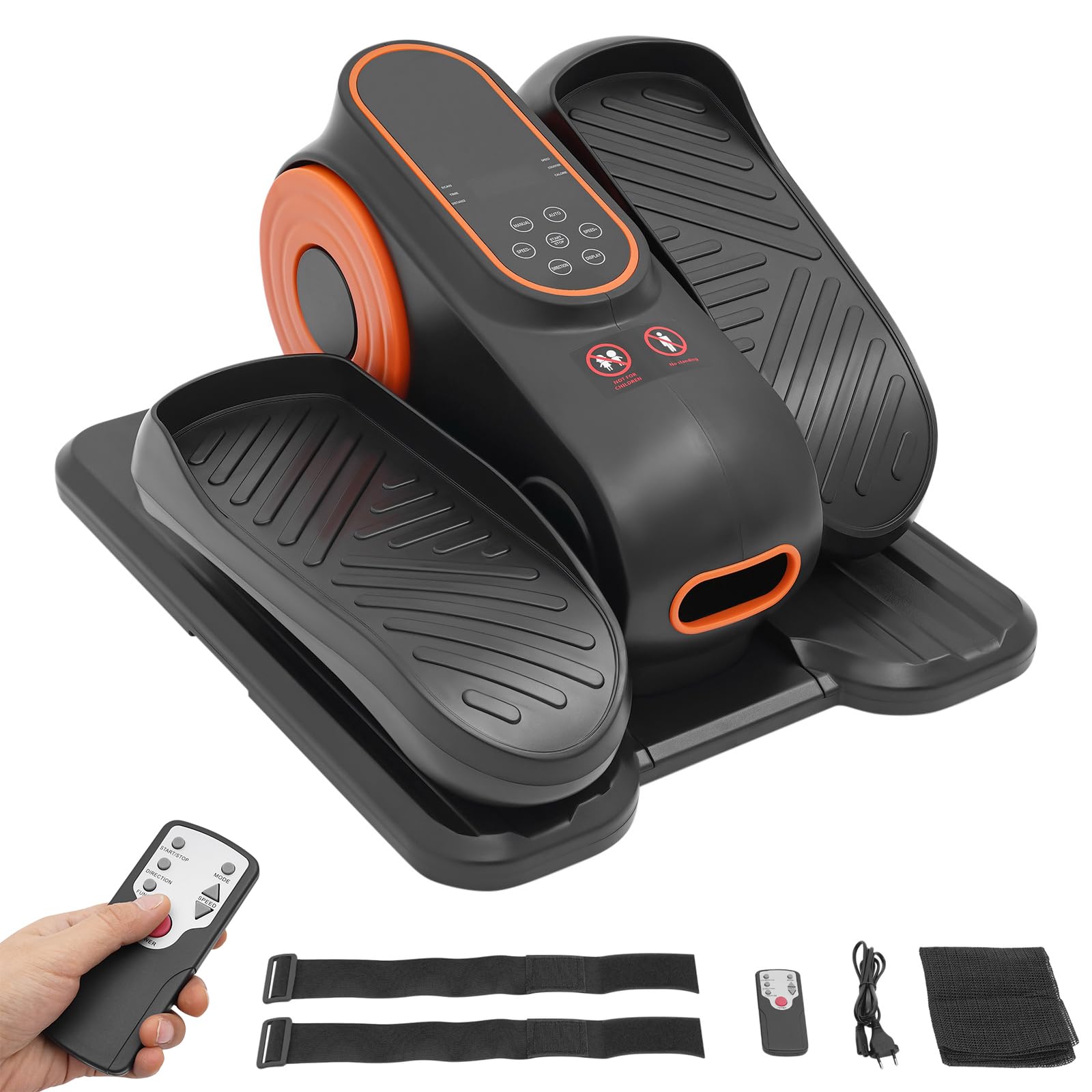 Mini eliptyczny trenażer do domu, elektryczny trenażer pod stołem z pilotem zdalnego sterowania, trenażer pedałów z wyświetlaczem LCD, 30-minutowy timer, 12 stopni prędkości – przenośny do biura