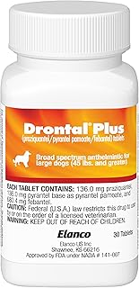 Drontal Plus for Large Dogs: 45+ lbs., 2 Tablets 136 mg