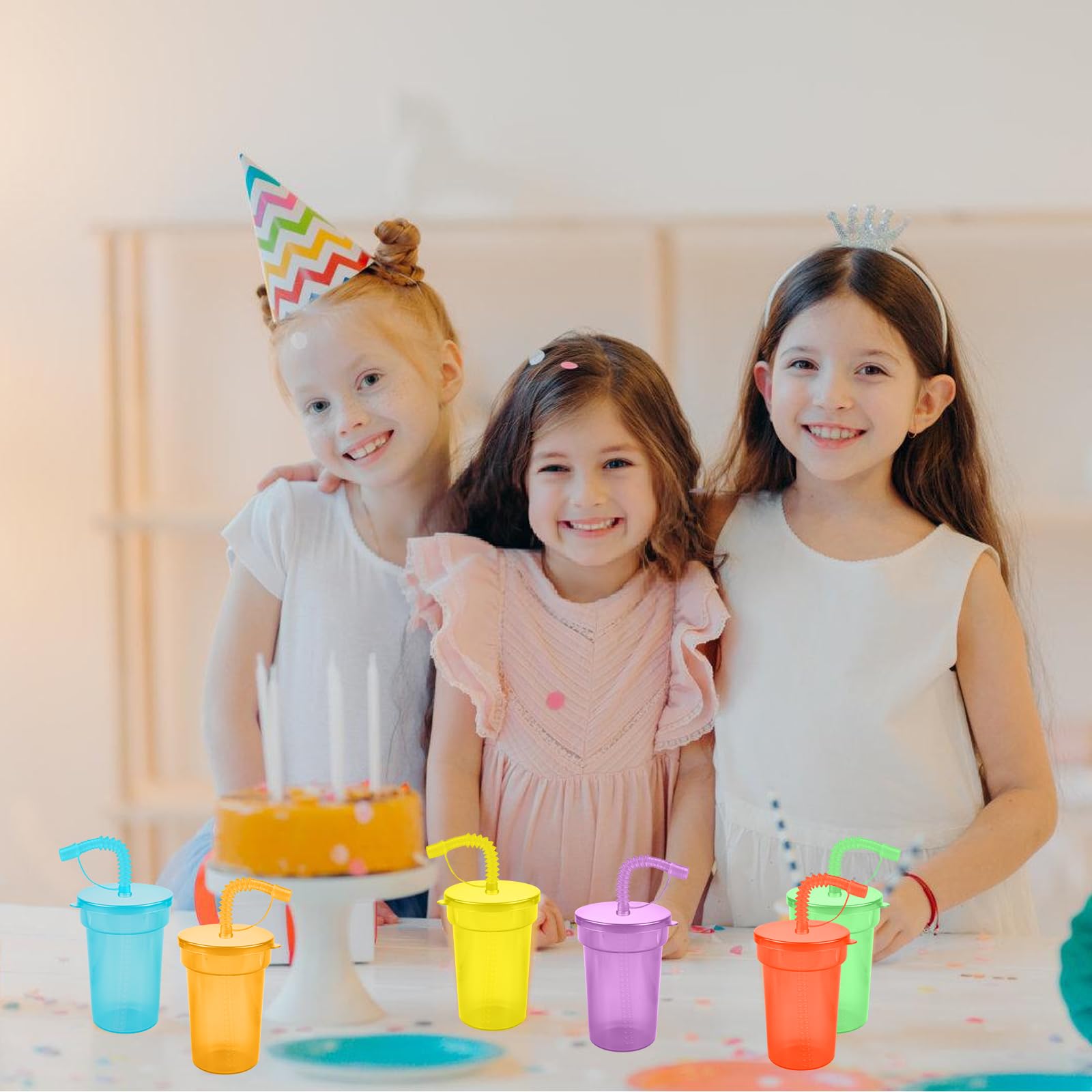 GOMETY Set di 12 bicchieri da 380 ml, riutilizzabili in plastica con coperchio e cannucce, per bere a freddo, frullati, caffè freddo