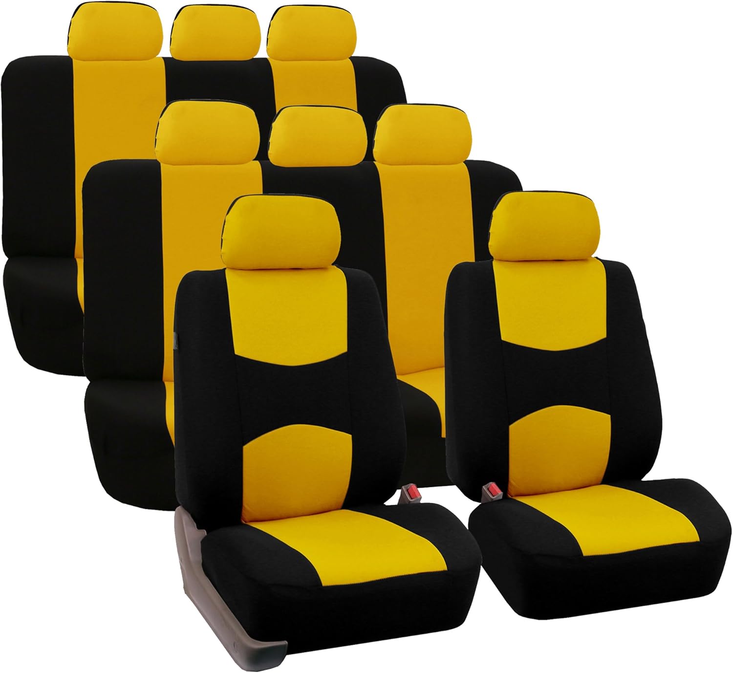 TLH Flat Cloth Yellow Car Seat Covers 3 Row, 8 Seaters