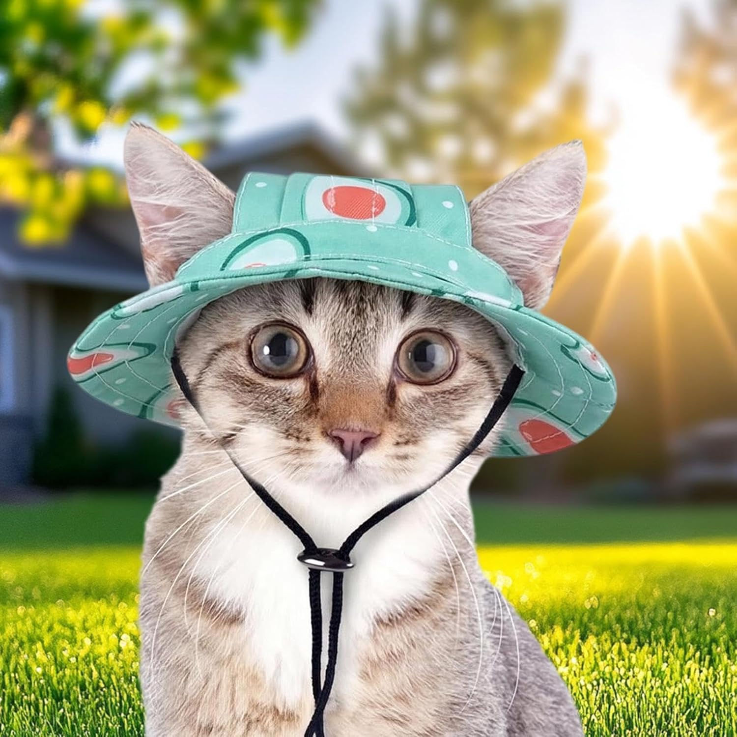 Dog Bucket Hat Cute Pet Avocado Print Sun Visor Protection with Ear Hole image 3
