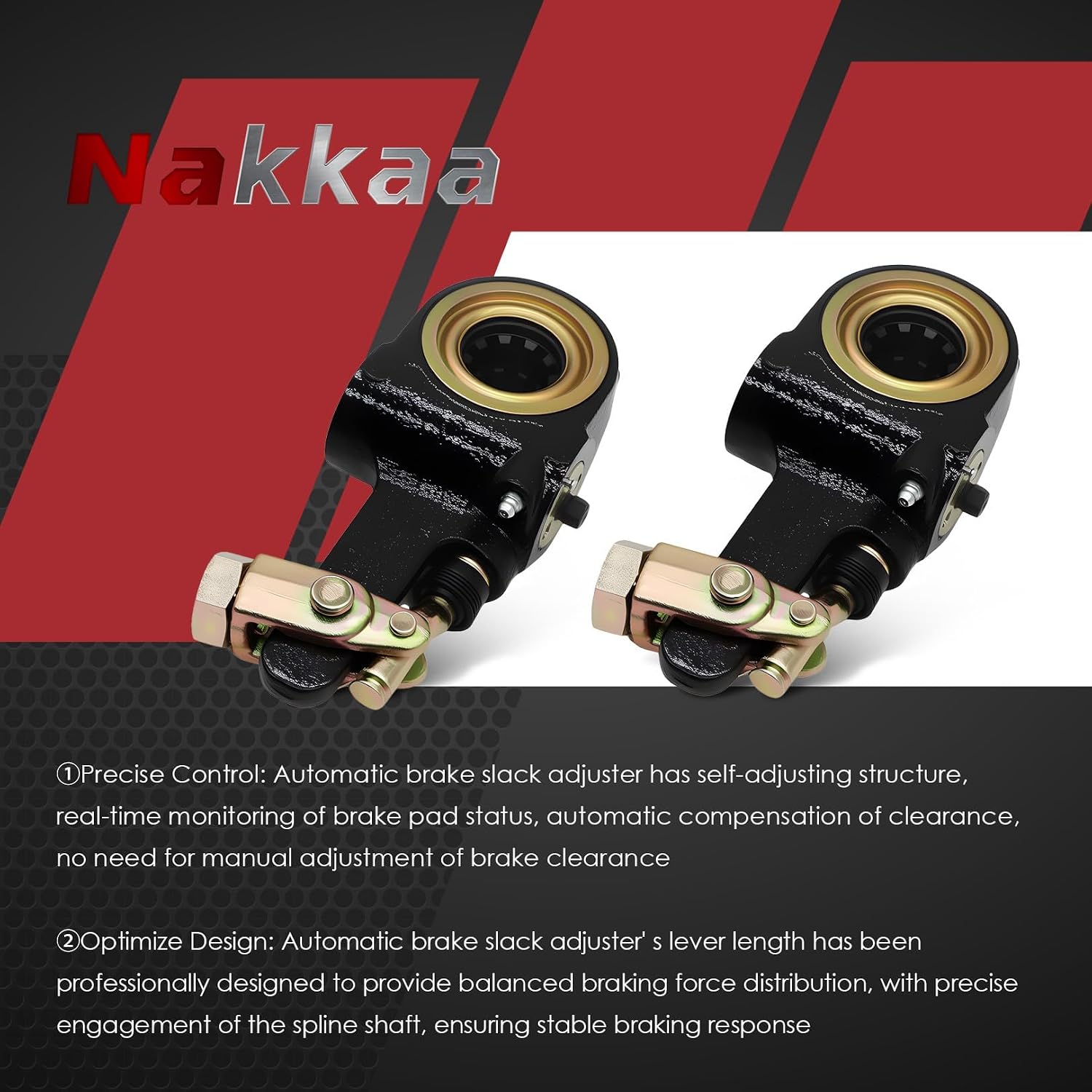 Nakkaa AS1132 10 Spline 1.5" Diameter 5.5" Lever Automatic Brake Slack Adjuster 1381011 8060851 R801041 (2*Automatic Brake Slack Adjuster)