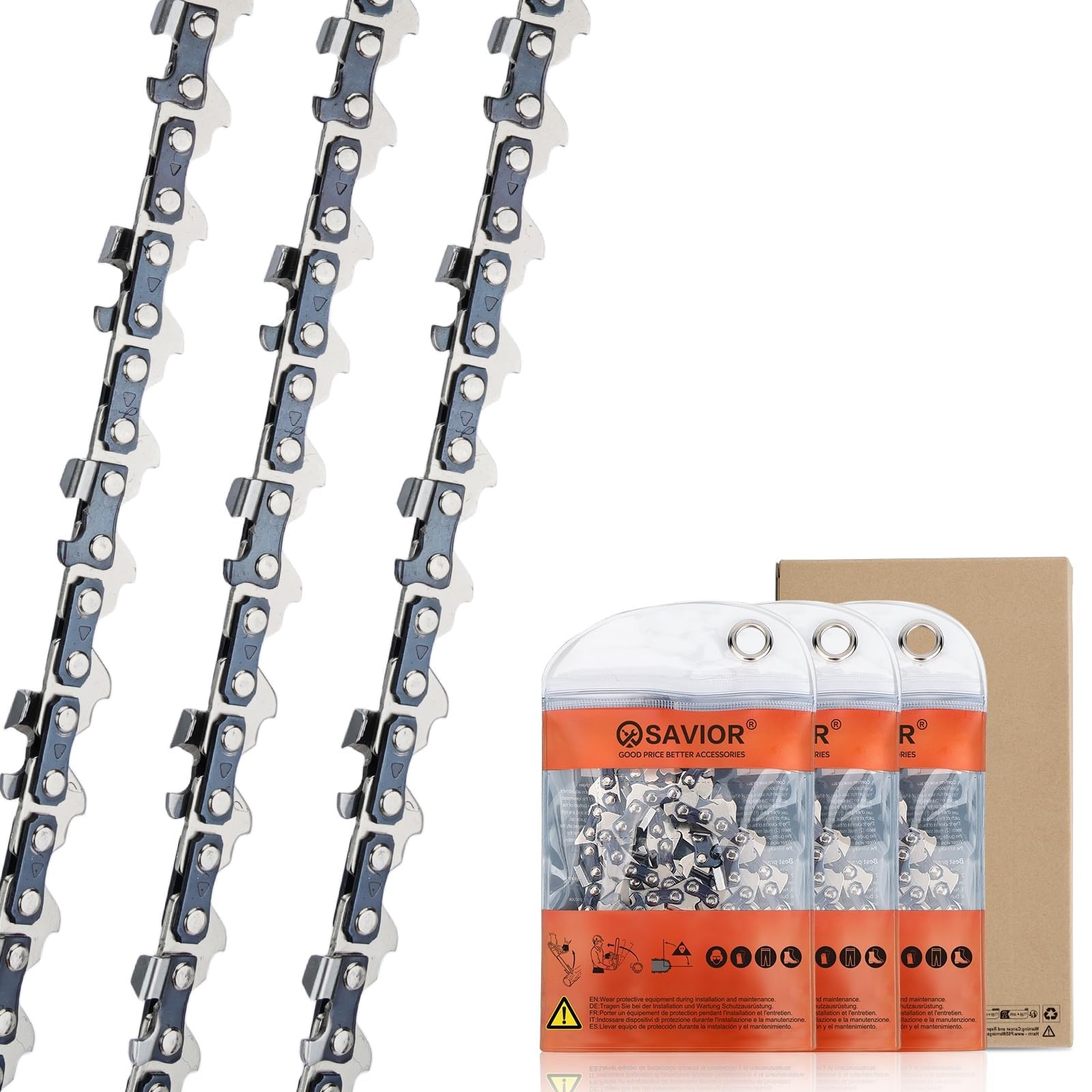SAVIOR 3 cadenas de sierras para espada de 12 pulgadas (30 cm) 1/4 pulgadas LP 1,1 mm 64 TG, cadena de motosierra compatible con Stihl