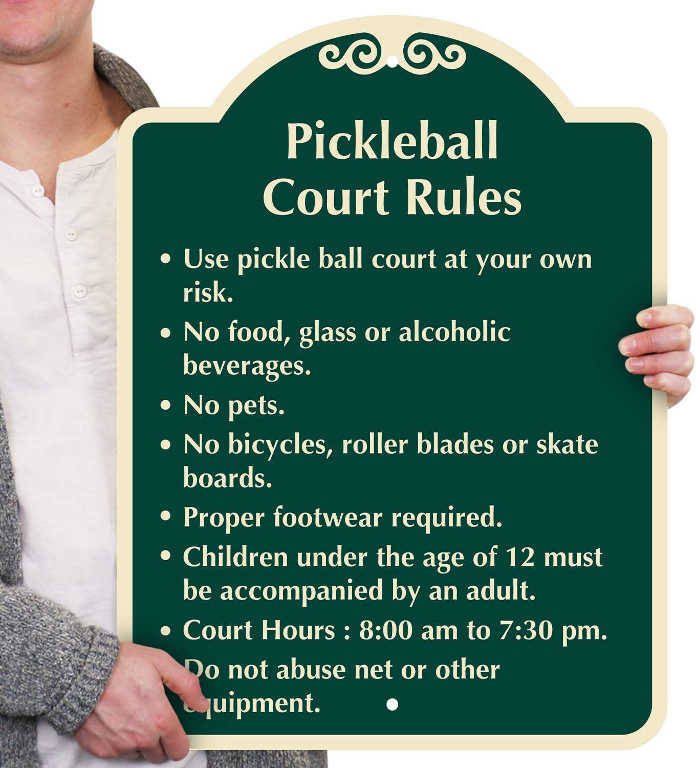 SmartSign 18" x 24" Designer Custom Pickleball Court Rules Sign, 120 mil Aluminum Composite (ACM), Reflective Option, Choose Color, Made in USA