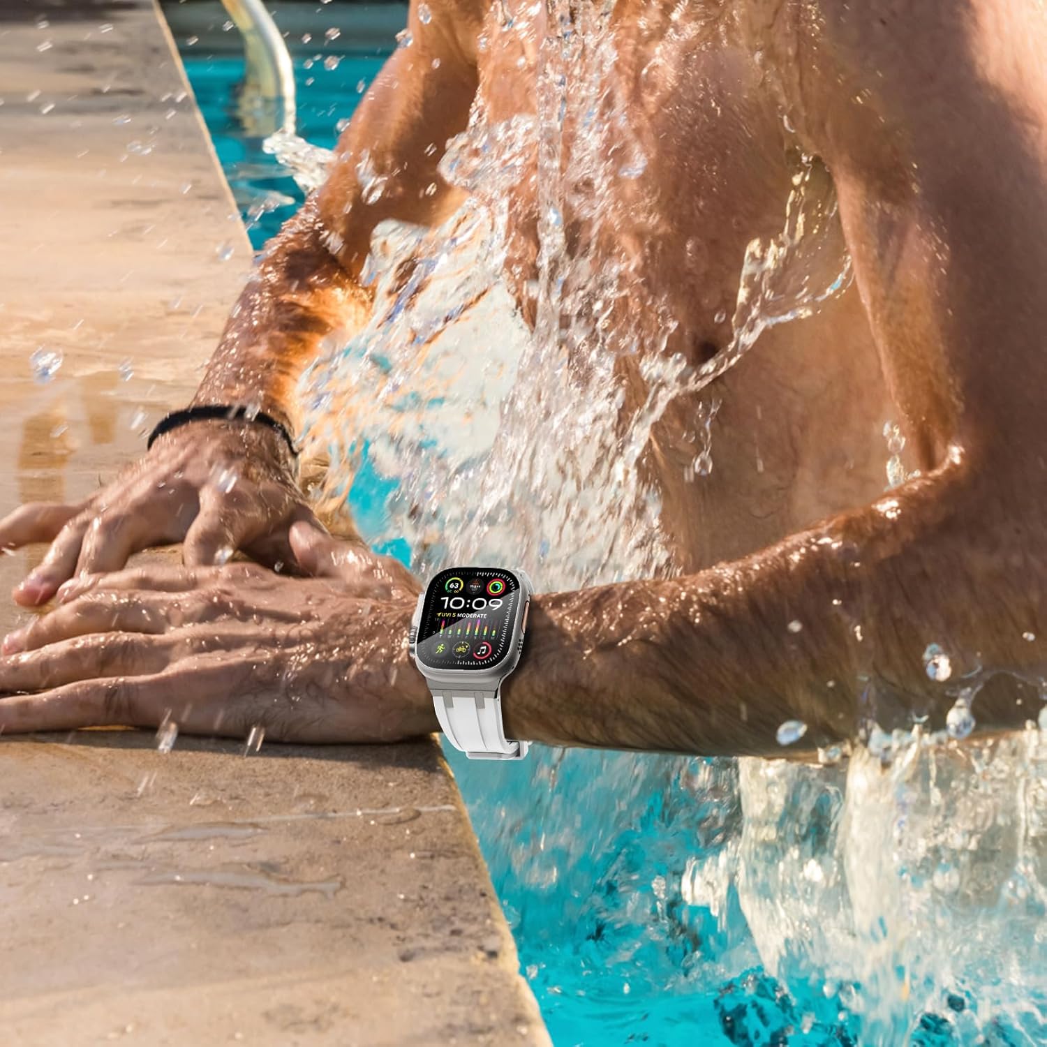 WINGLE AP Luxury Bands for Apple Watch Band Ultra 3/2/1 Band Ultra 49mm Series 11 10 46mm 45mm 44mm 42mm SE 3/2/1 Series 9 8 7 6 5 4 3 2 1 Men Women, Silicone Rubber Metal Adapter Sport iWatch Bands - Image 8