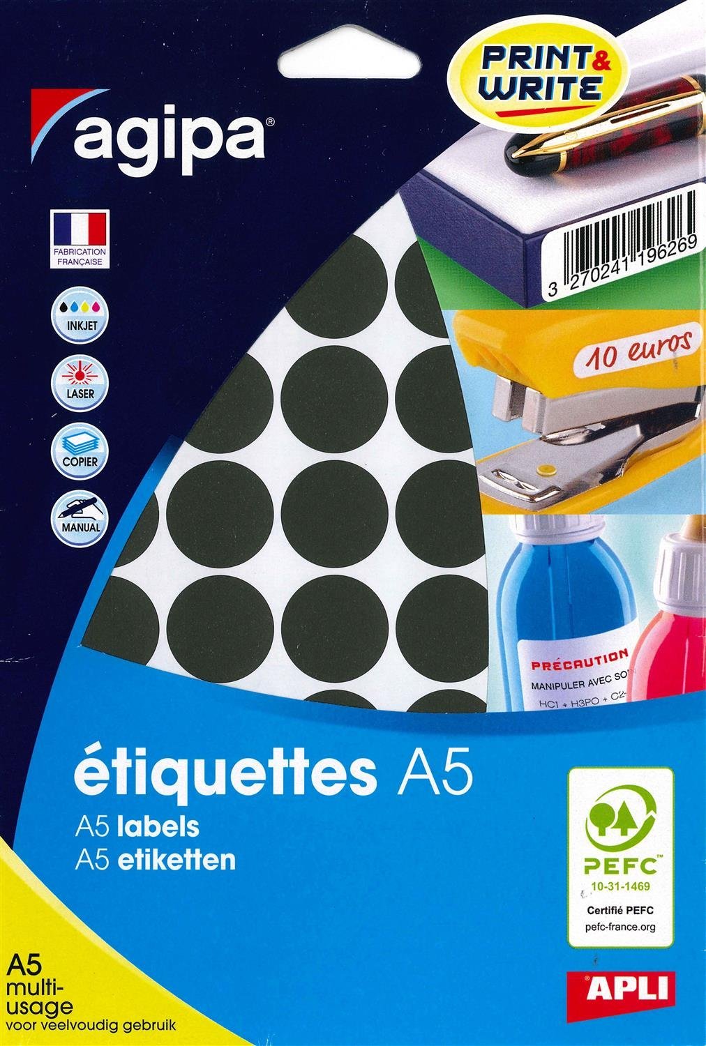 APLI 400 Black Multi Purpose Dots 24mm Diameter 114327
