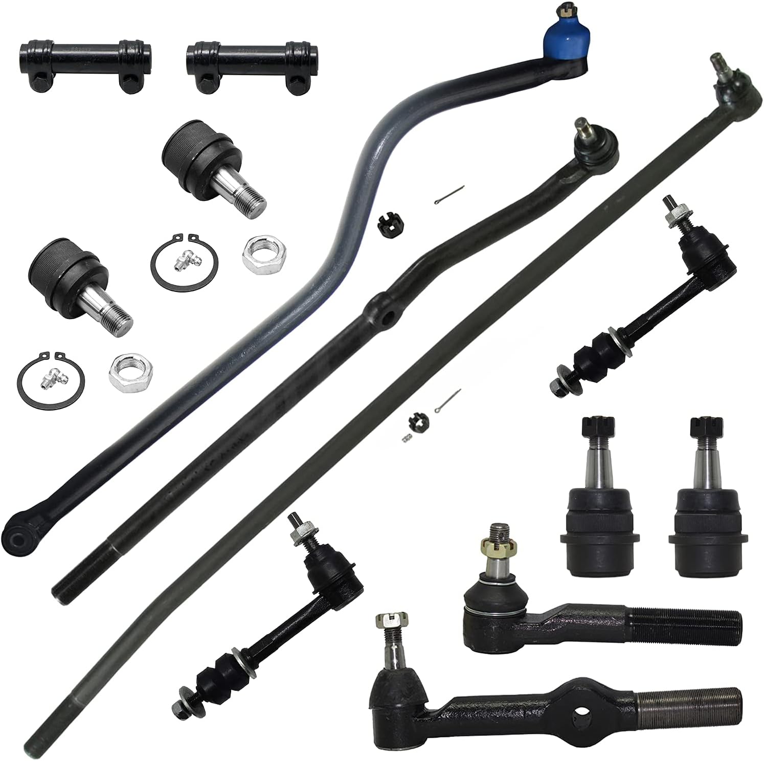 Detroit Axle - Front Upper Lower Ball Joints Sway Bars Inner Outer Tierods Adjusting Sleeves Track Bar Replacement for 1994-1996 Dodge Ram 1500 2500 ...