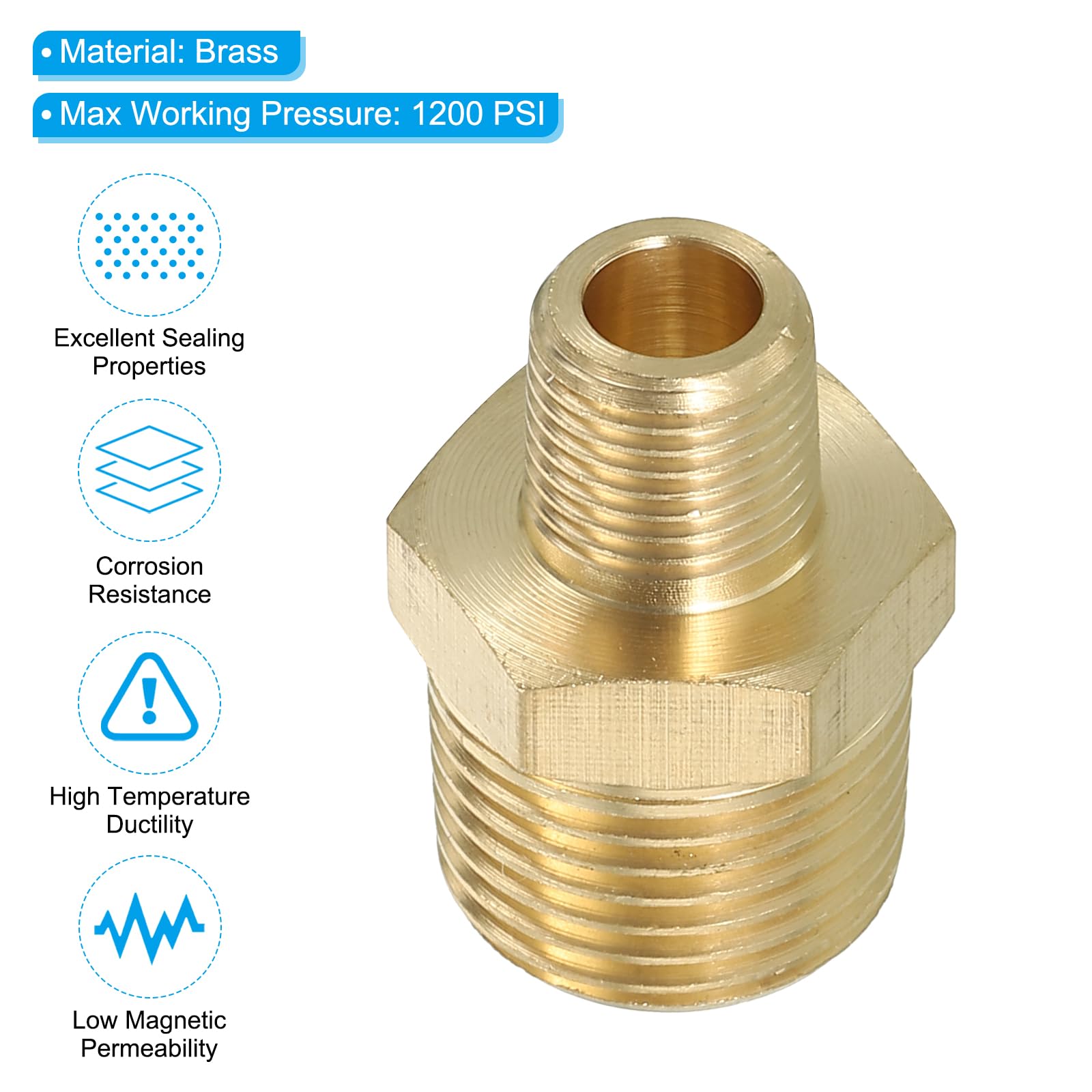 Riduttore Filettatura 1/8 A 1/4 Adattatore NPT Da 1/8 A 1/4 In Ottone - Riduttore Per Tubi, Resistente Al Calore Adattatore Universale - Foto 5