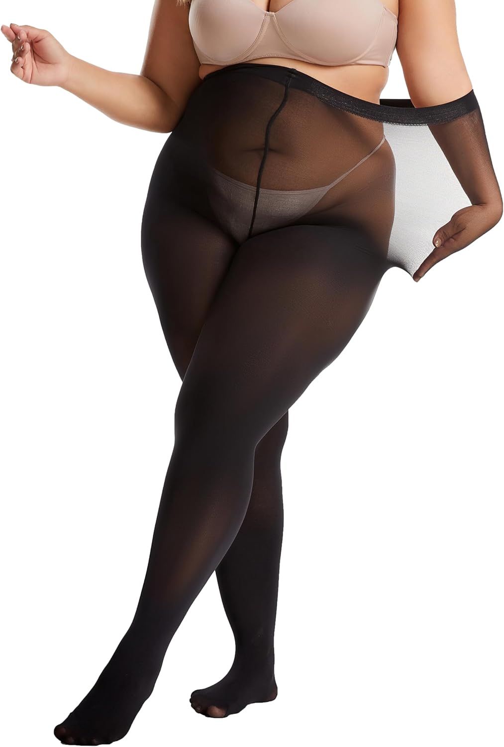 Frola Plus Size Tights for Women Semi Opaque Control Top High Waist Stockings 60 Denier Women's Pantyhose 2X 3X 4X 5X - Image 6