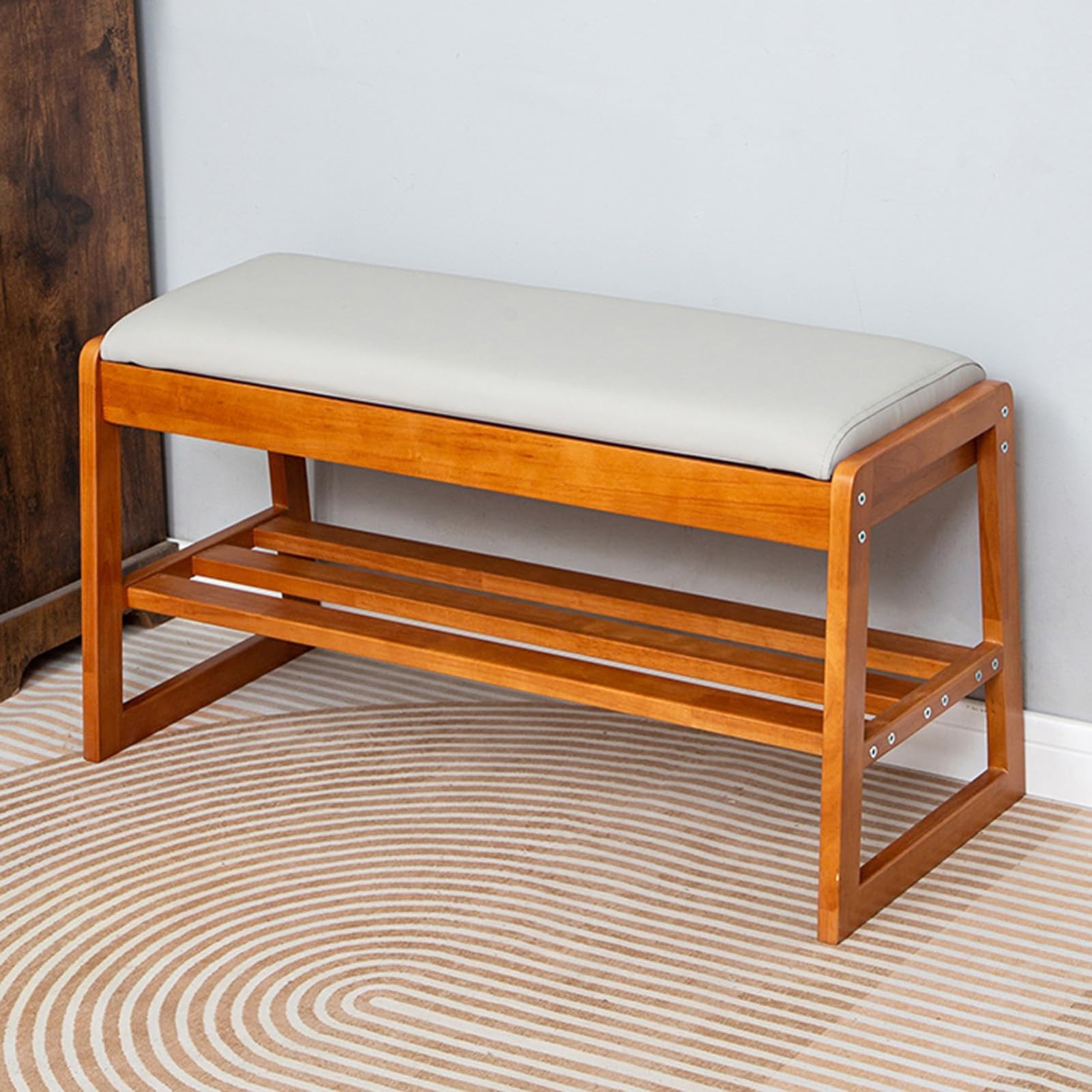 Meuble chaussures rabattable en bois avec assise pour couloir et entrée
