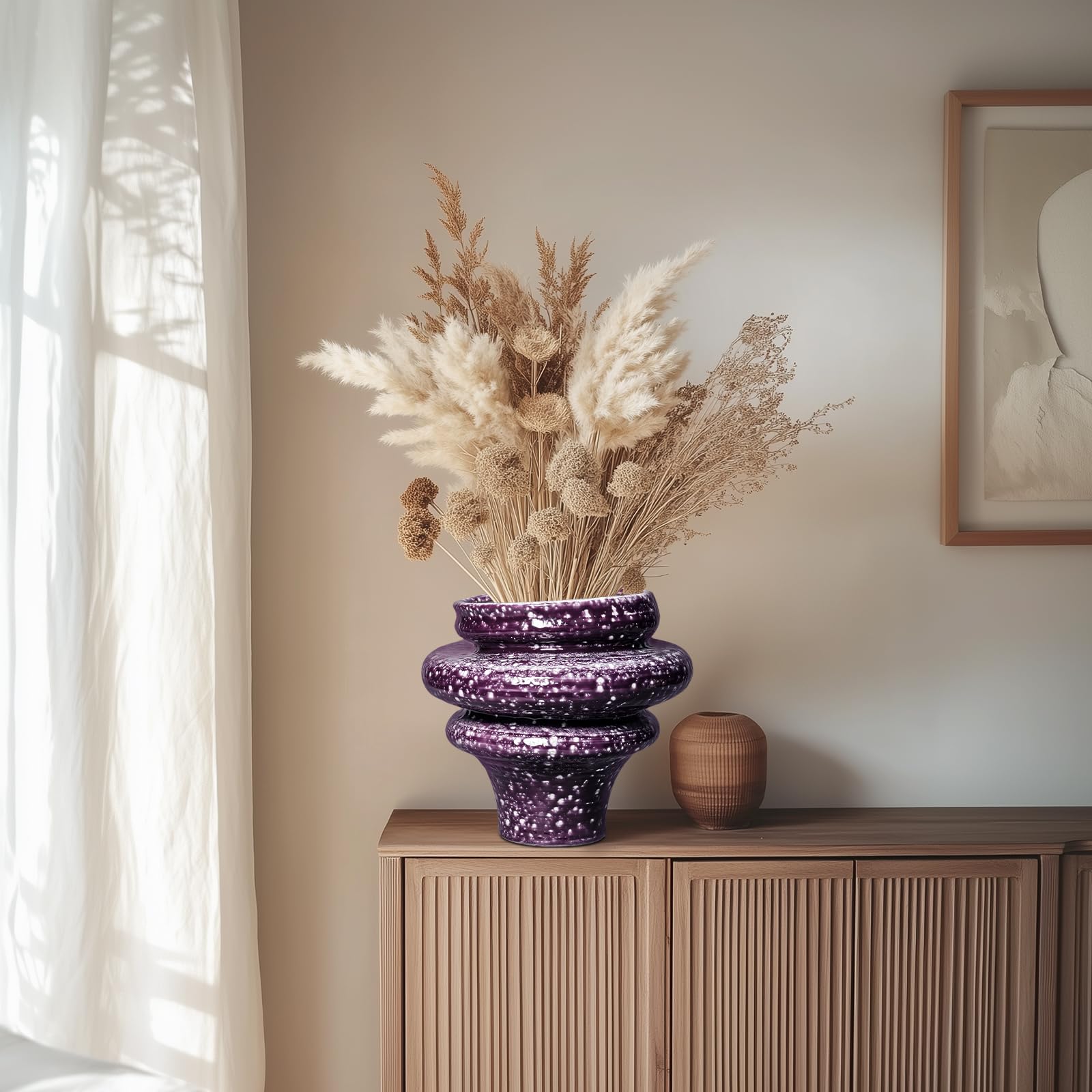Macetas de cerámica para Plantas, Maceta de cerámica de 11 Pulgadas con Agujero de Drenaje, macetas únicas para Interiores y Exteriores, Maceta Decorativa Grande, decoración de habitación de