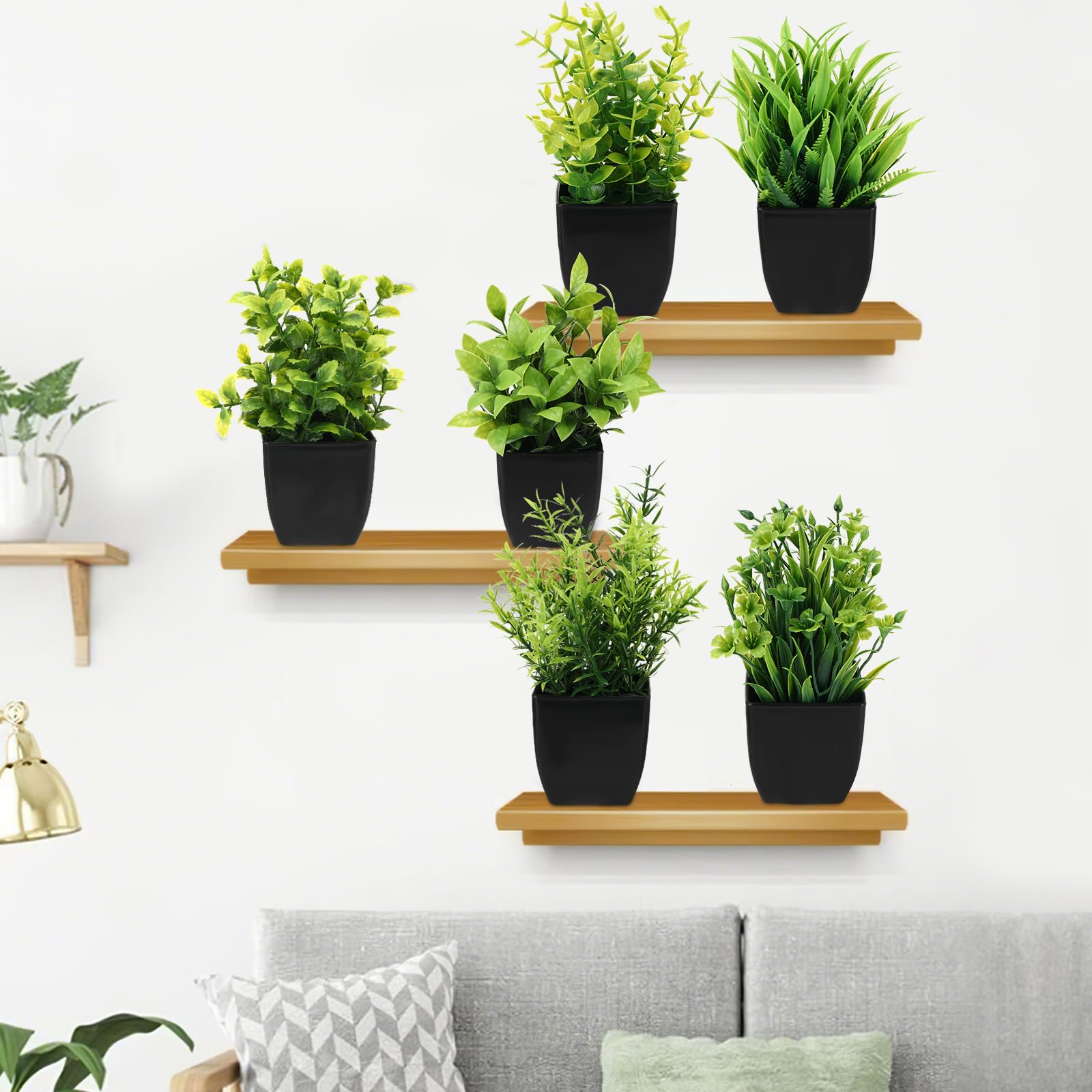 Royouzi 6 Piante Artificiali, Piccole Mini Piante Artificiali In Vaso, Vasi da Fiori Artificiali, Adatte per Arredare Uffici, Camere da Letto, Terrazze, Soggiorni e Bagni (nero)