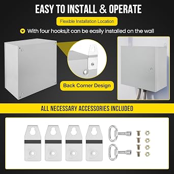 Electrical Enclosure Box, 24''x24''x12'', IP66 Waterproof Steel Junction Box with Lock, Weatherproof Outdoor Electrical Enclosure, Grounding & Mounting Plate