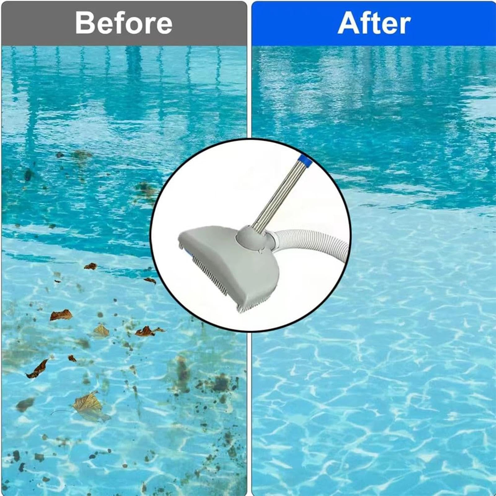 Pool Vacuum Cleaner - Adjustable Manual Suction Tool with Hose | Powerful Swimming Pool Cleaning Equipment, Debris Remover | Indoor Outdoor Backyard Ground House Dock