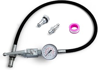 Professional High Pressure Oil System IPR Air Test Tool Kit for Ford 6.0L-7.3L Powerstroke Diesel, Silver Steel Construction, Diagnostic Equipment with Pressure Gauge