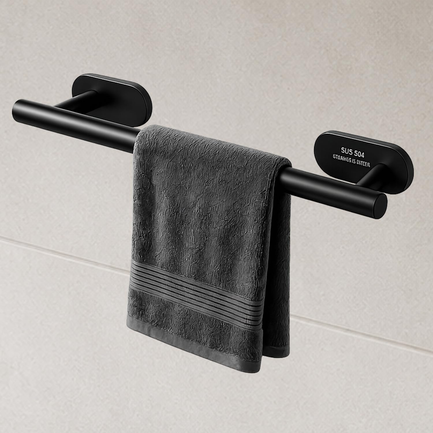 JIALTO 16 Inch Self Adhesive Stainless Steel Towel Bar/Towel Hanger for Bathroom/Wall Mounted Bathroom Towel Holder/Towel Rack for Bathroom/Hand Towel Stand for Kitchen and Washroom (Black)-image-46