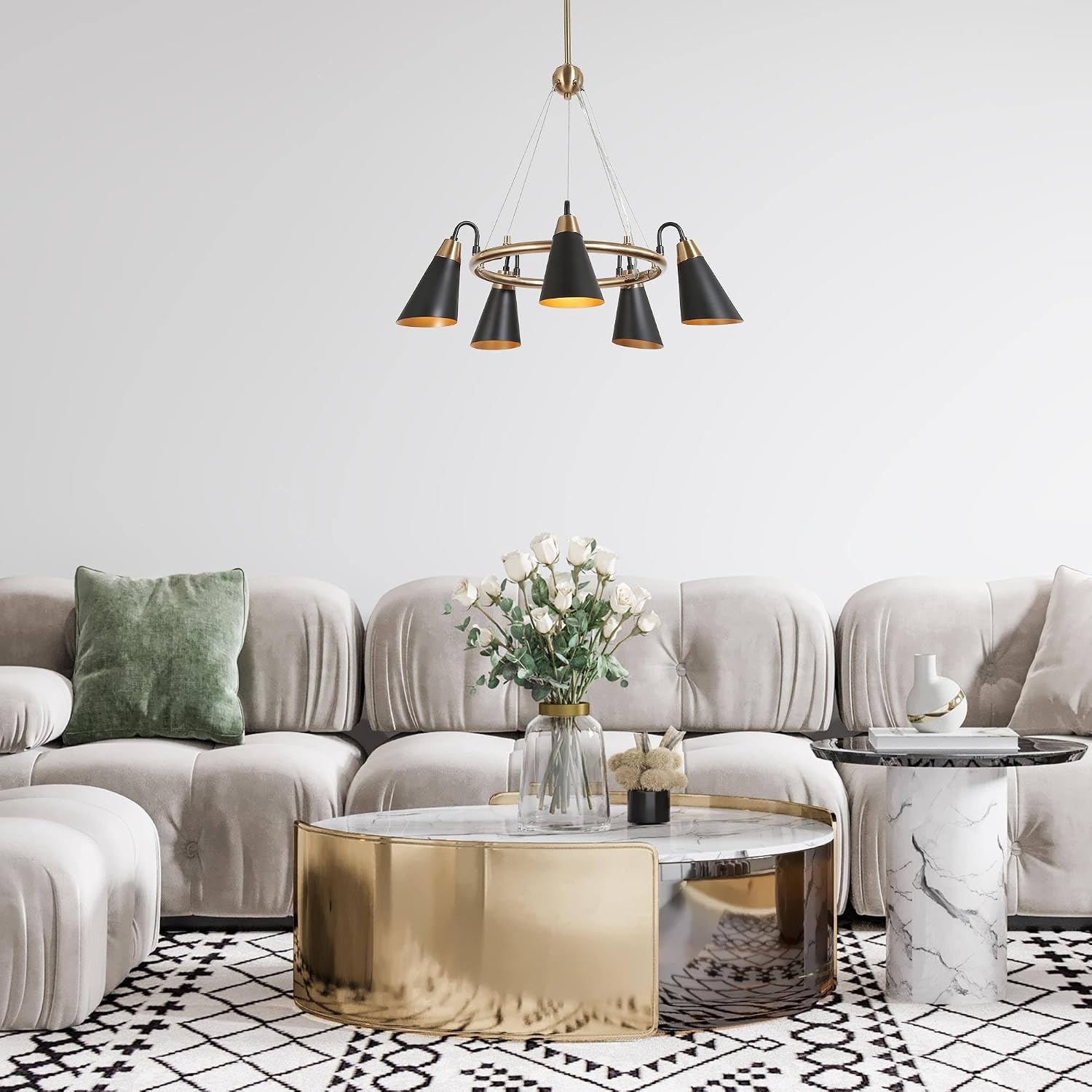 KSANA Black Chandelier, 5-Light Modern Farmhouse Chandelier for Dining Room Lighting Fixtures Hanging, Industrial Modern Chandelier for Bedroom, Foyer, Hallway, Kitchen, Living Room and Entryway