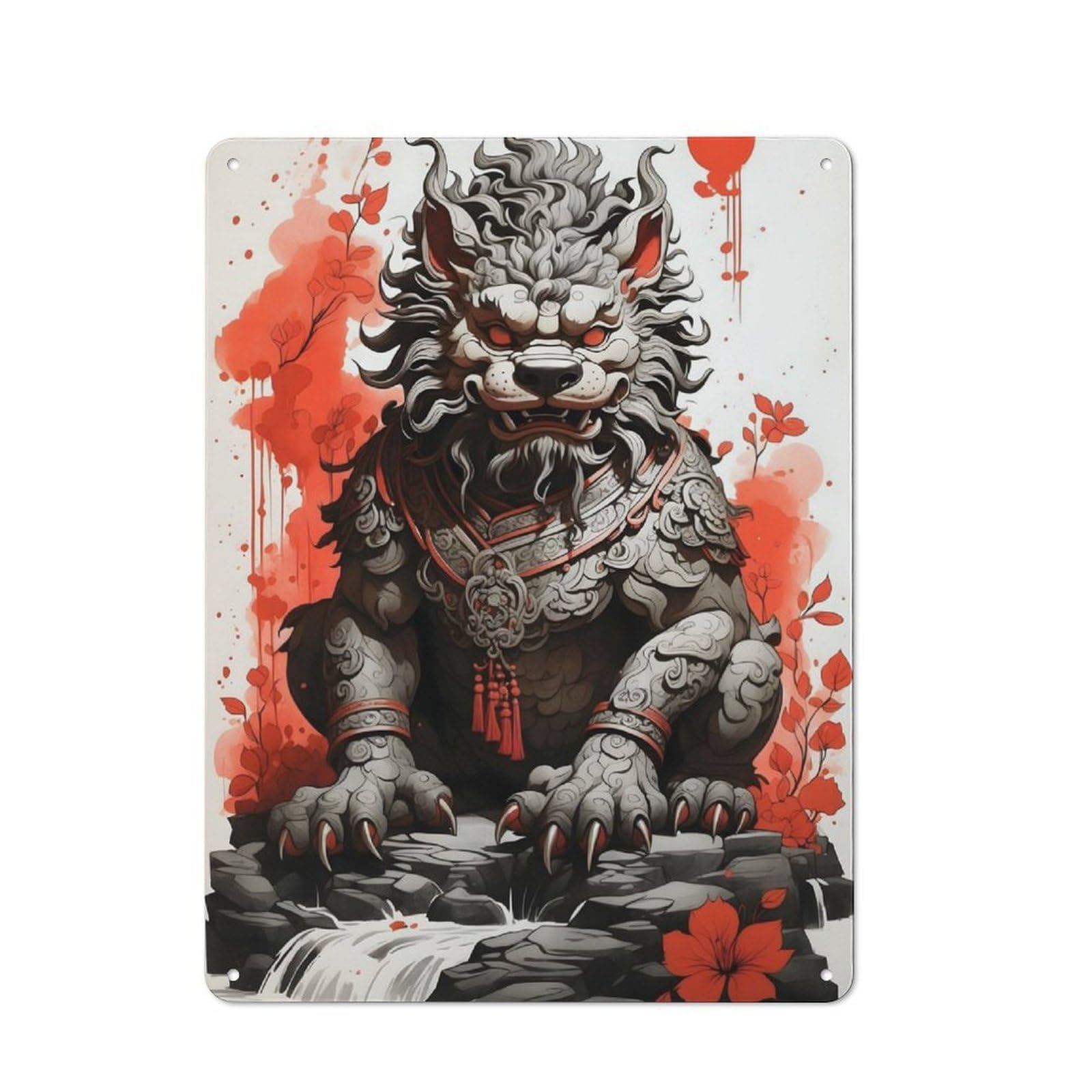 Junmoney Foodog Japanese Ink Tin Wall Plaque 40X30cm With For Bar Or Restaurant, Suited To Bar Decor Enthusiasts