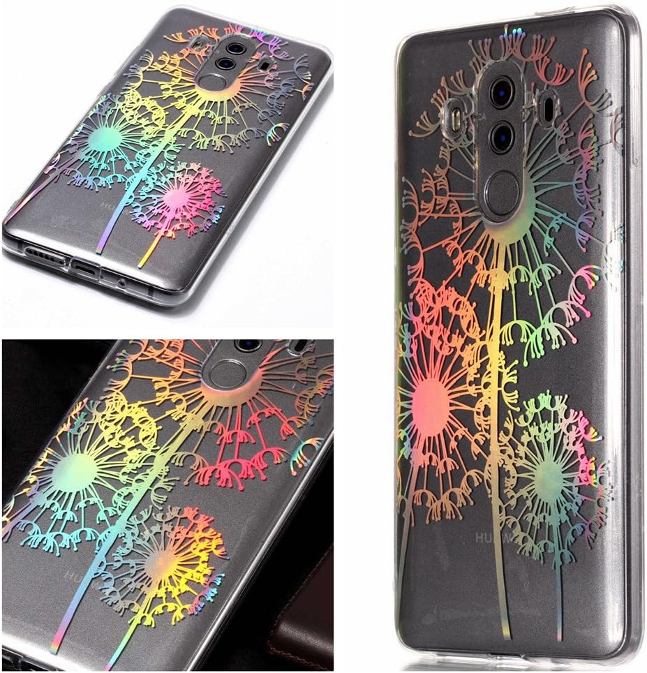 CHcase Huawei Mate 10 Pro Case, [Drop Protection] Ultra THIN Lightweight Premium Soft TPU Silicone [Crystal Clear] Case Cover for Huawei Mate 10 Pro -Laser Dandelion