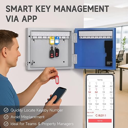 Miniatura 6 de DiDiHere Organizador de gabinete de 16 llaves, caja de bloqueo de llaves, caja de seguridad segura para llaves, para valets, hoteles, llaves de