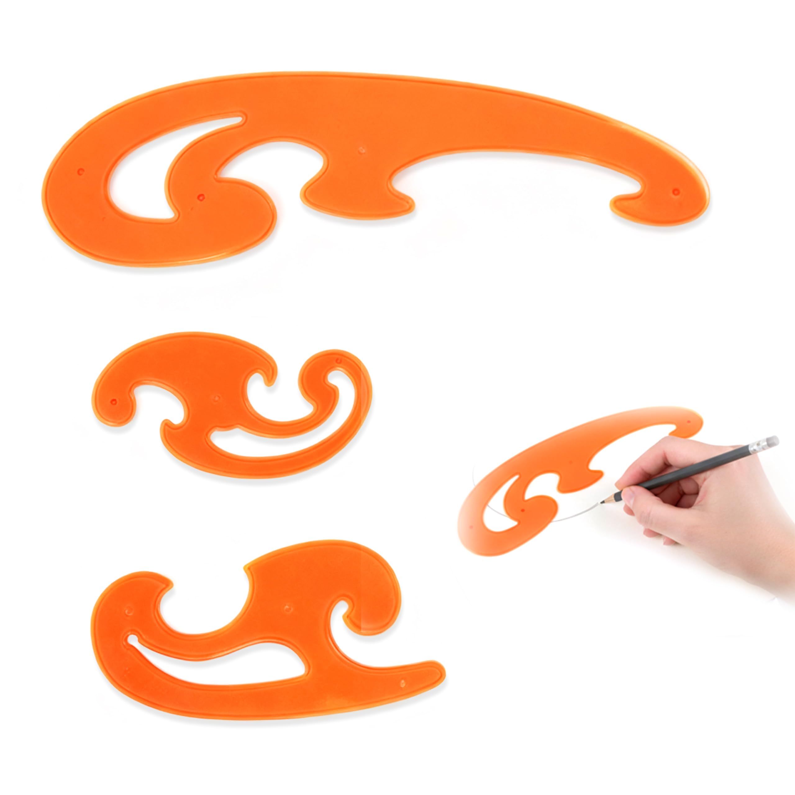 3 reglas curvas, plantillas para ropa, resistentes a la decoloración, reglas dibujo tecnico, set dibujo tecnico